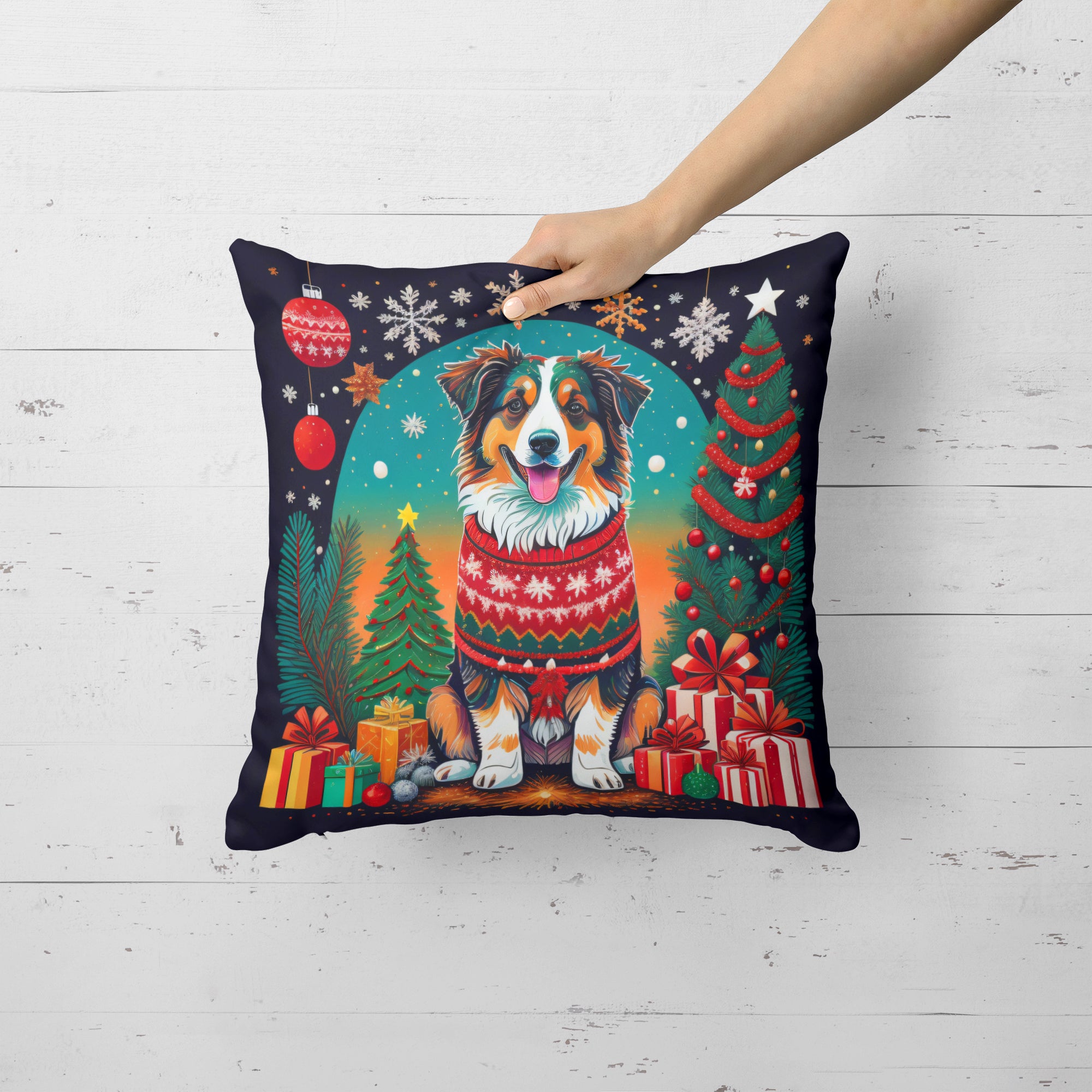 Buy this Australian Shepherd Christmas Fabric Decorative Pillow