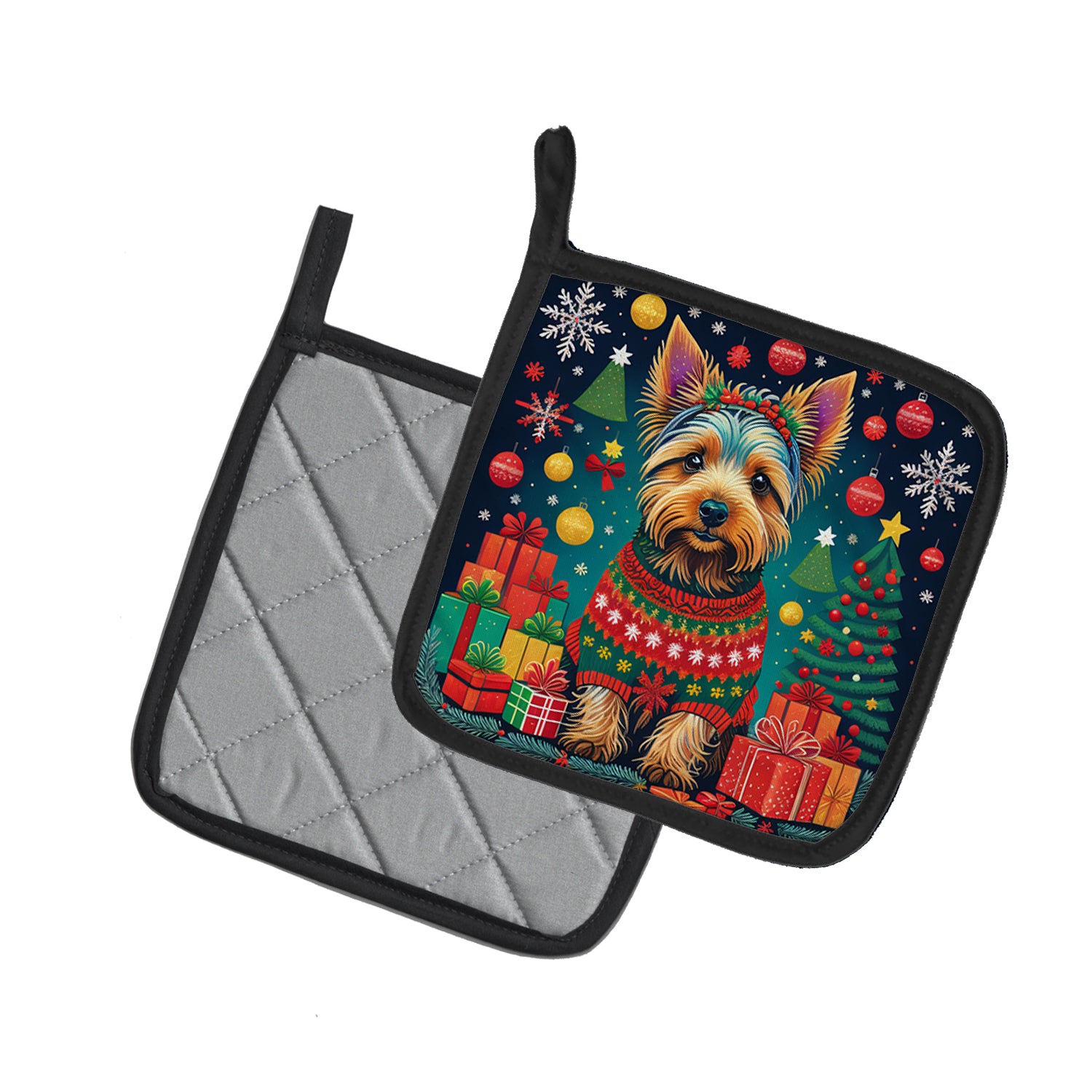 Australian Terrier Christmas Pair of Pot Holders