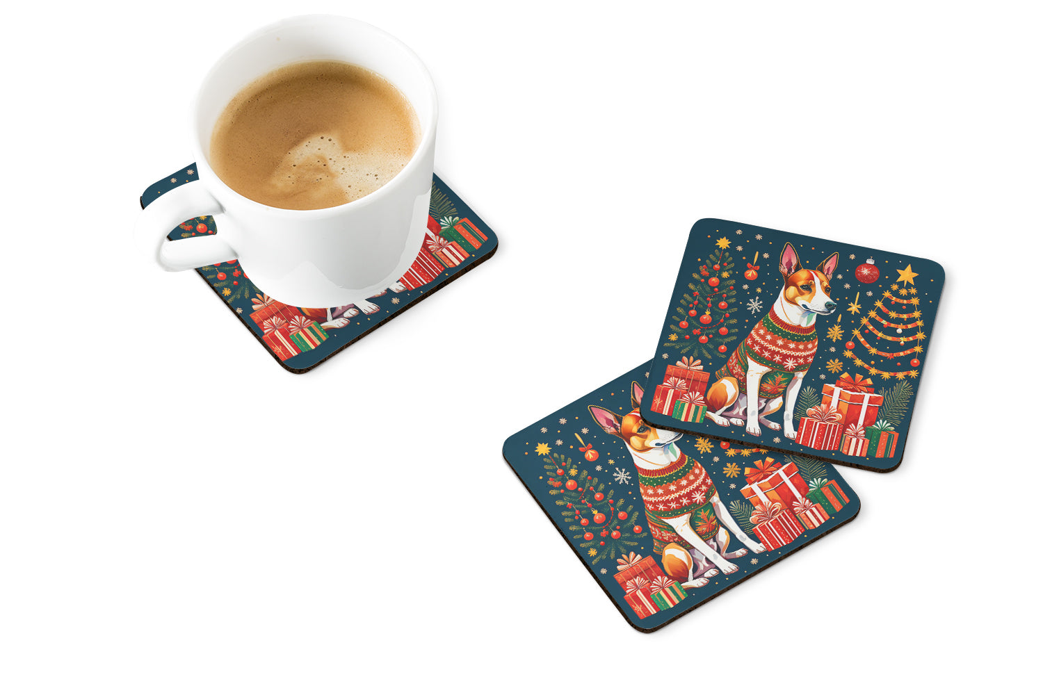 Buy this Basenji Christmas Foam Coasters