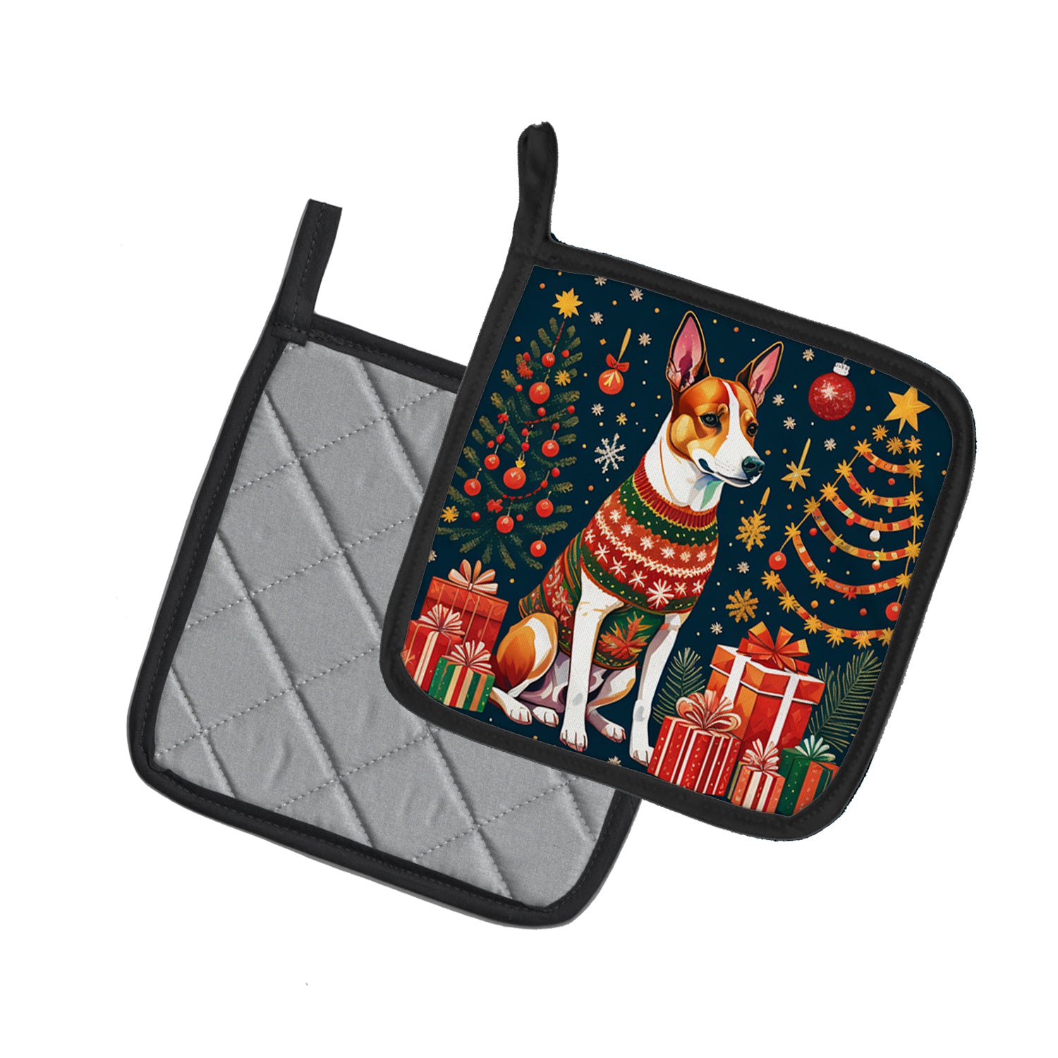 Basenji Christmas Pair of Pot Holders  the-store.com.