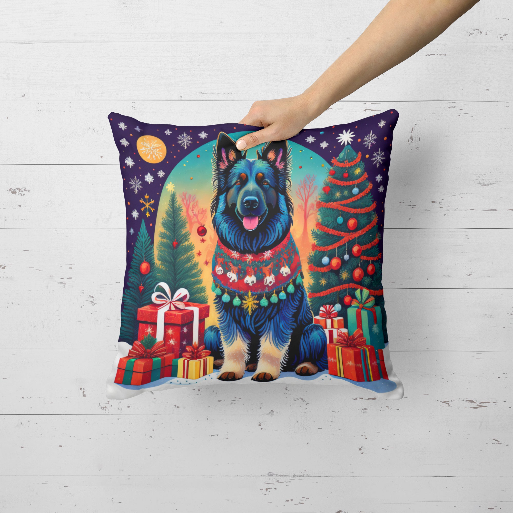 Buy this Belgian Sheepdog Christmas Fabric Decorative Pillow