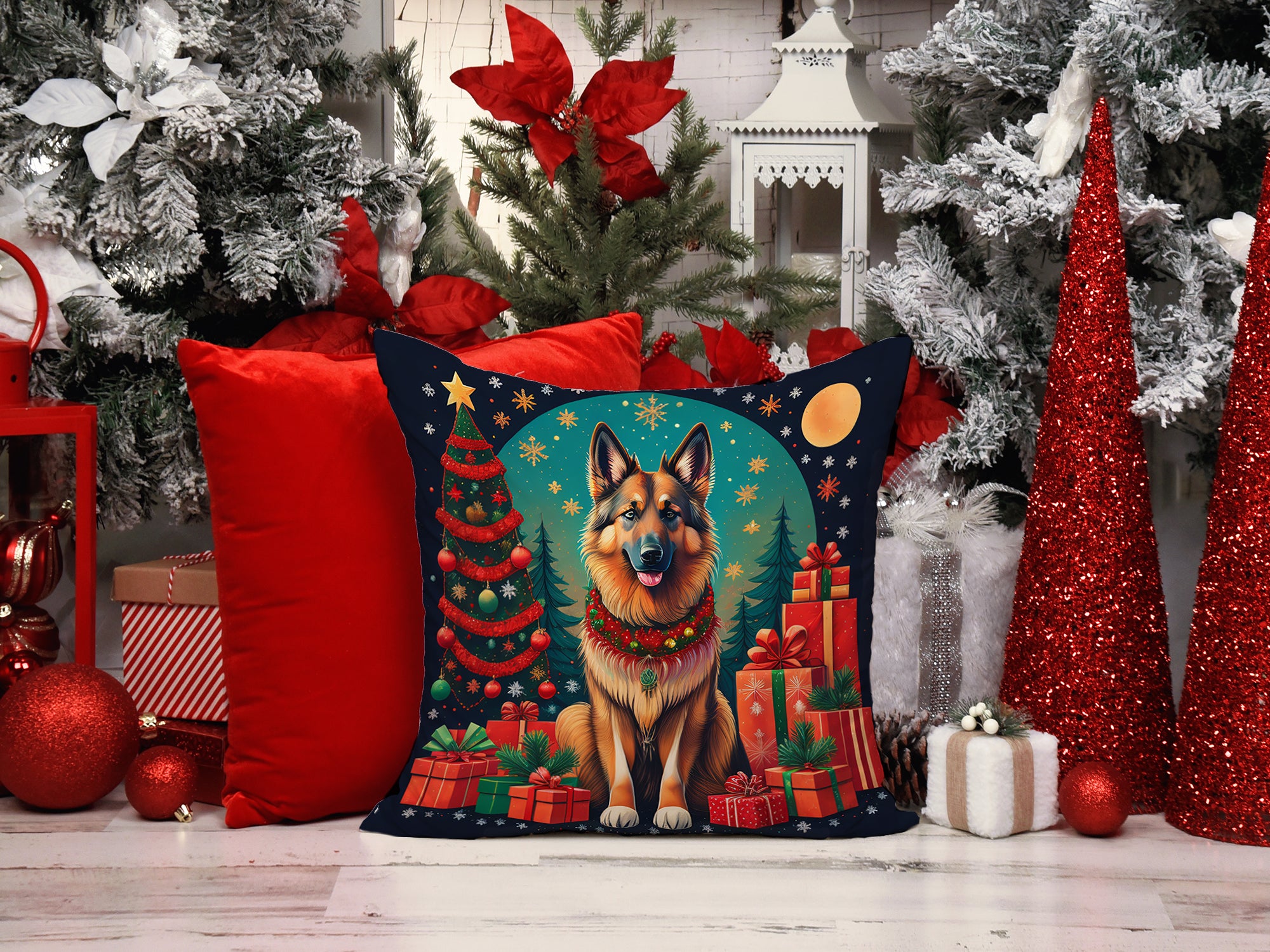 Buy this Belgian Tervuren Christmas Fabric Decorative Pillow