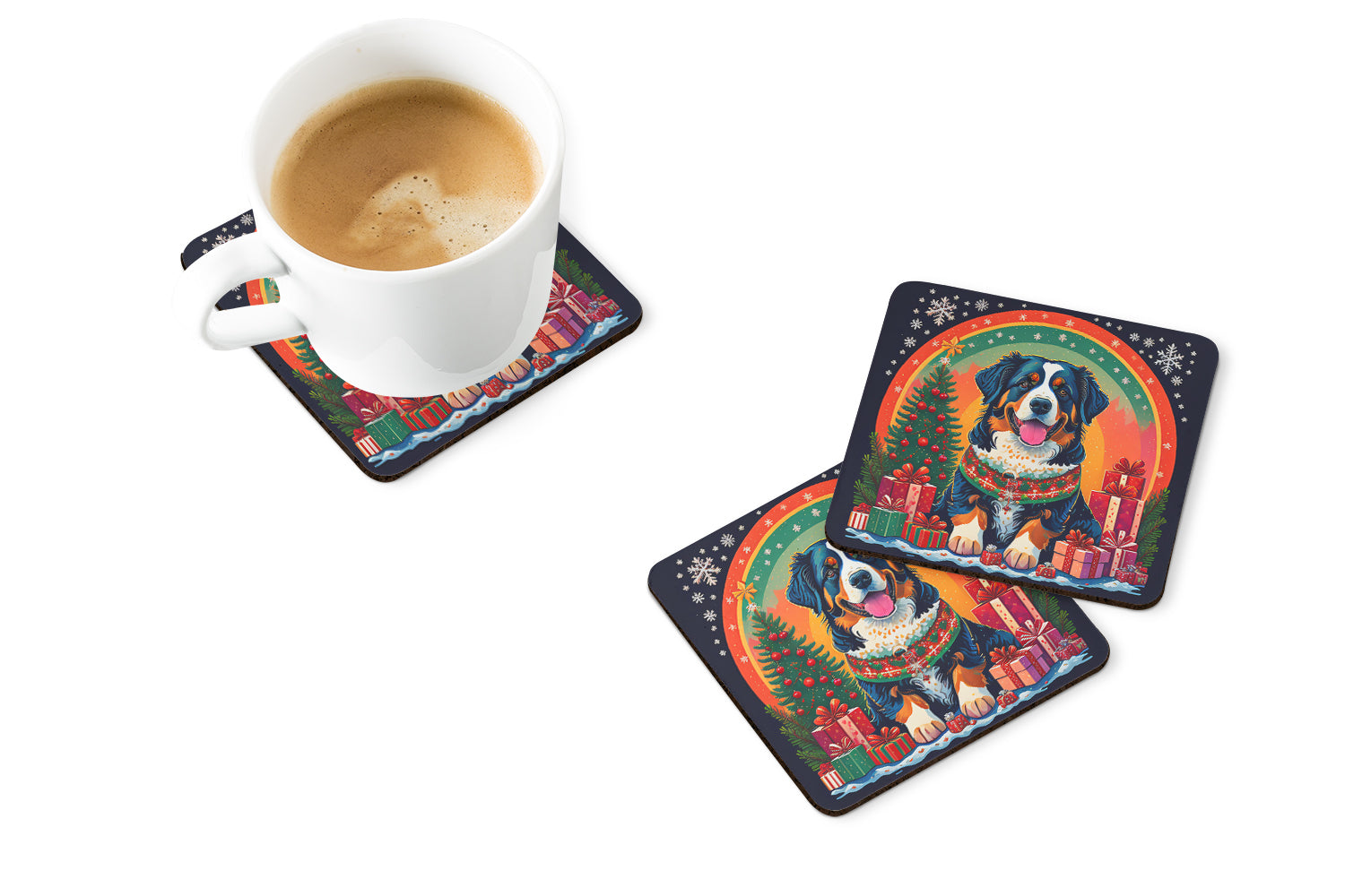 Buy this Bernese Mountain Dog Christmas Foam Coasters