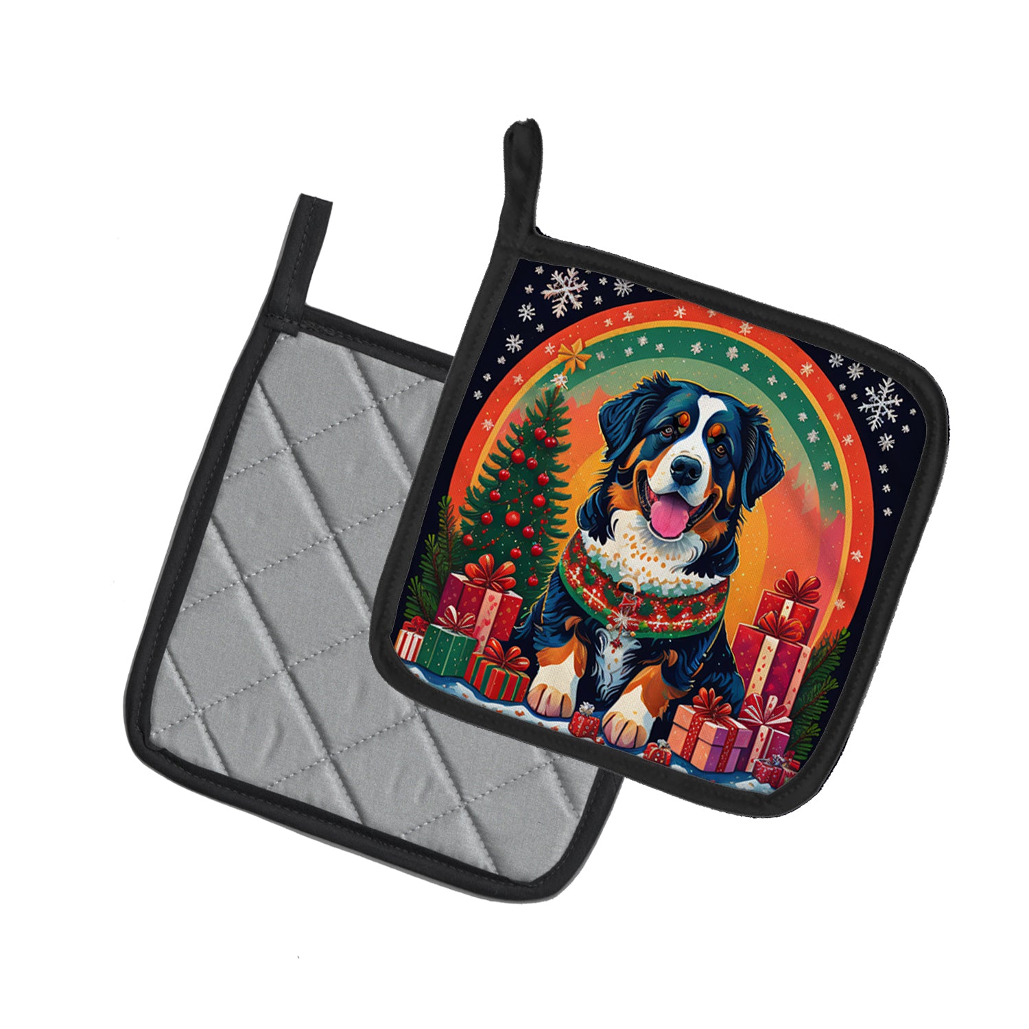Bernese Mountain Dog Christmas Pair of Pot Holders  the-store.com.