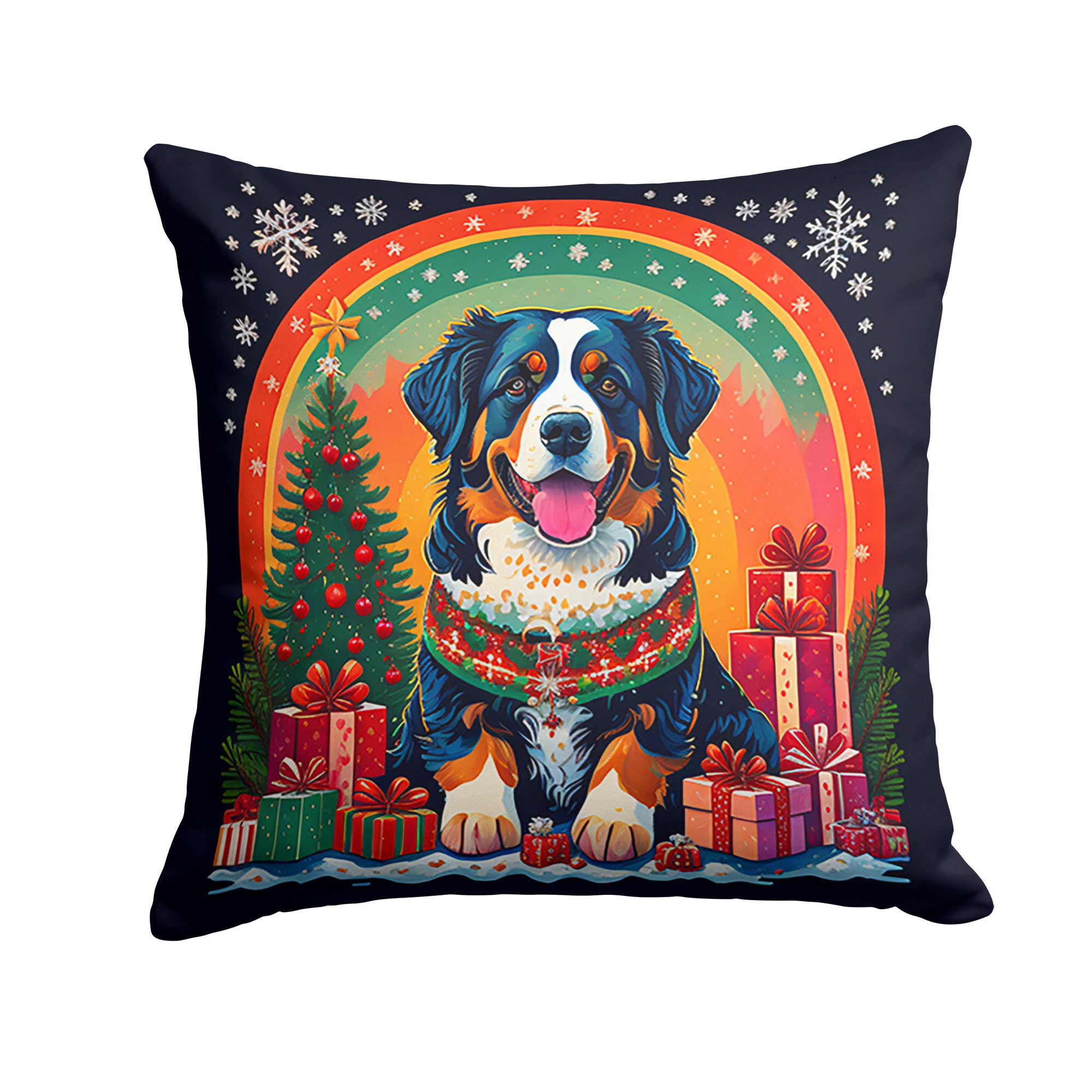 Buy this Bernese Mountain Dog Christmas Fabric Decorative Pillow