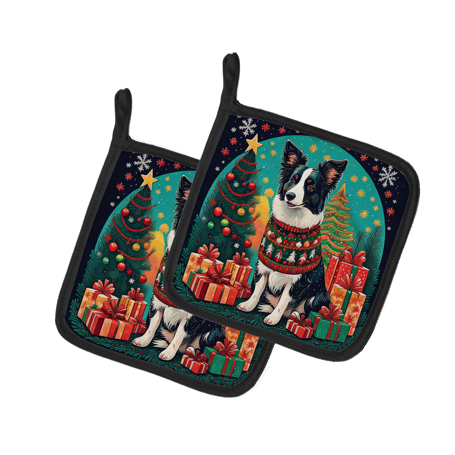 Buy this Border Collie Christmas Pair of Pot Holders