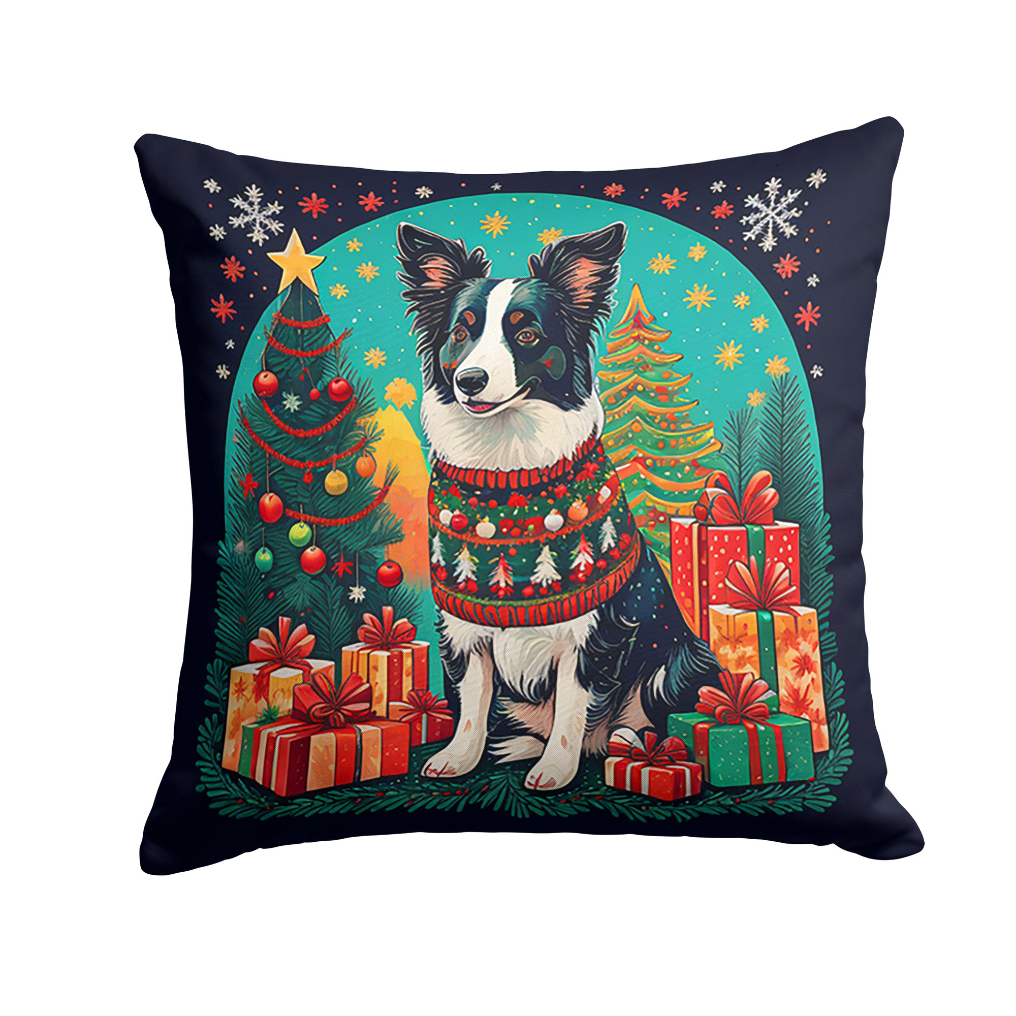 Buy this Border Collie Christmas Fabric Decorative Pillow