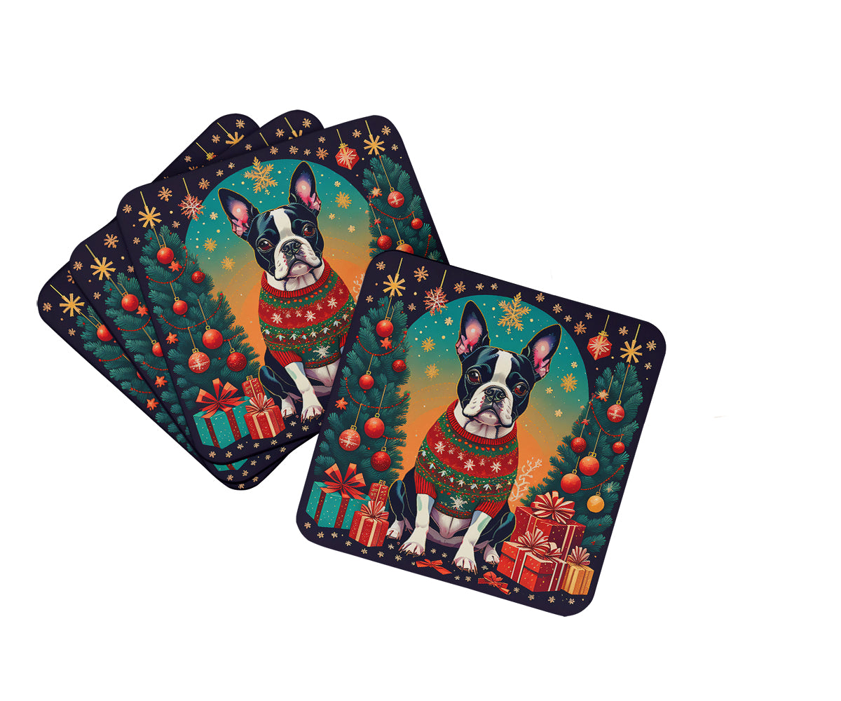 Buy this Boston Terrier Christmas Foam Coasters