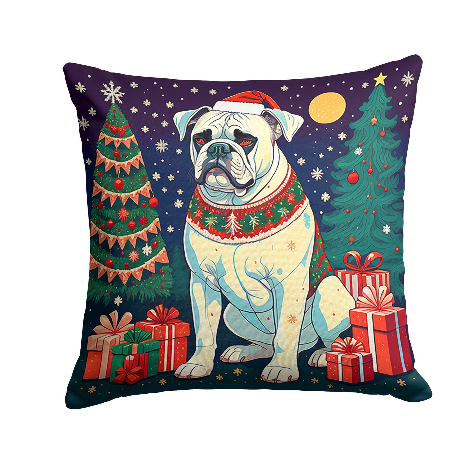 Buy this White Boxer Christmas Fabric Decorative Pillow