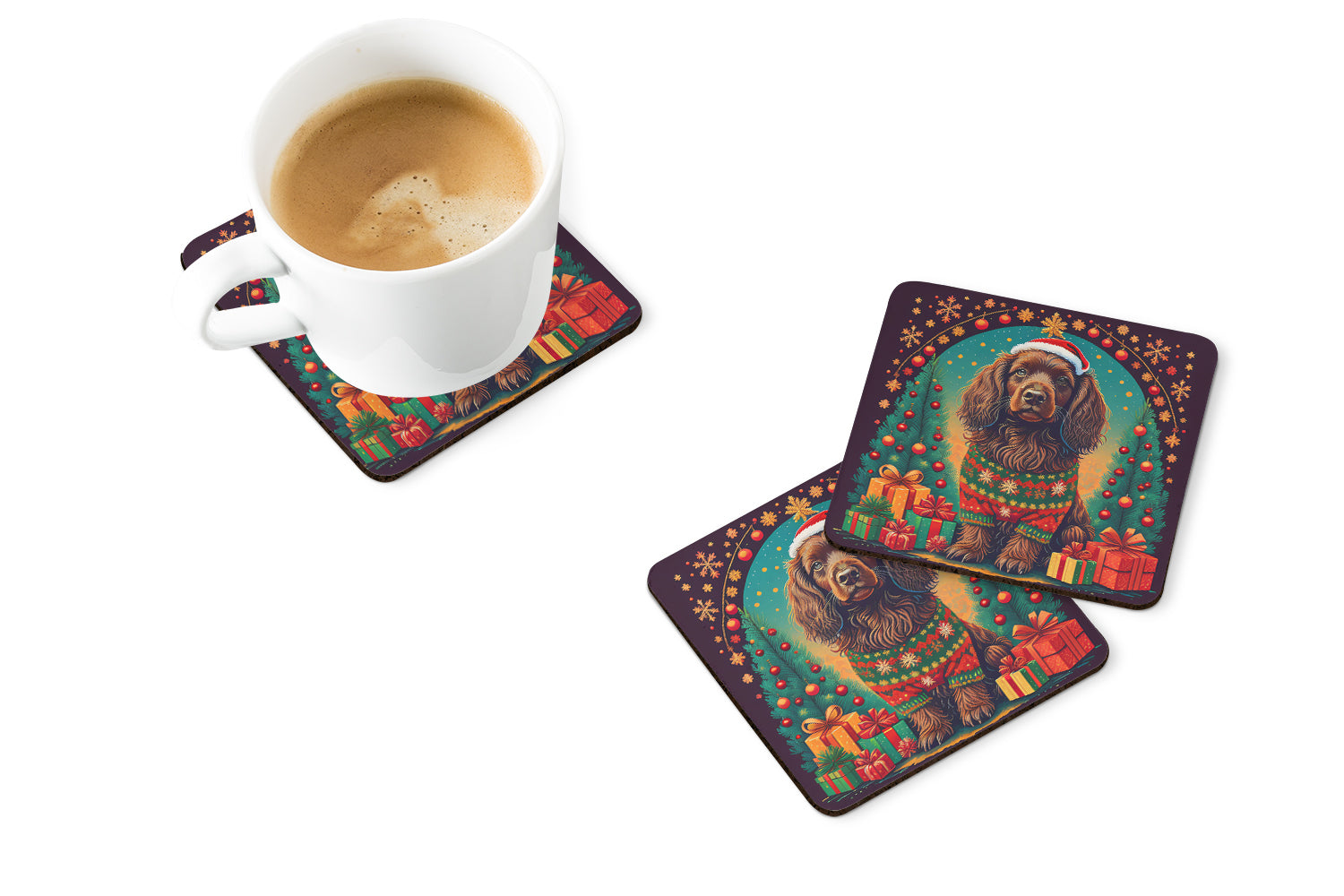 Boykin Spaniel Christmas Foam Coasters