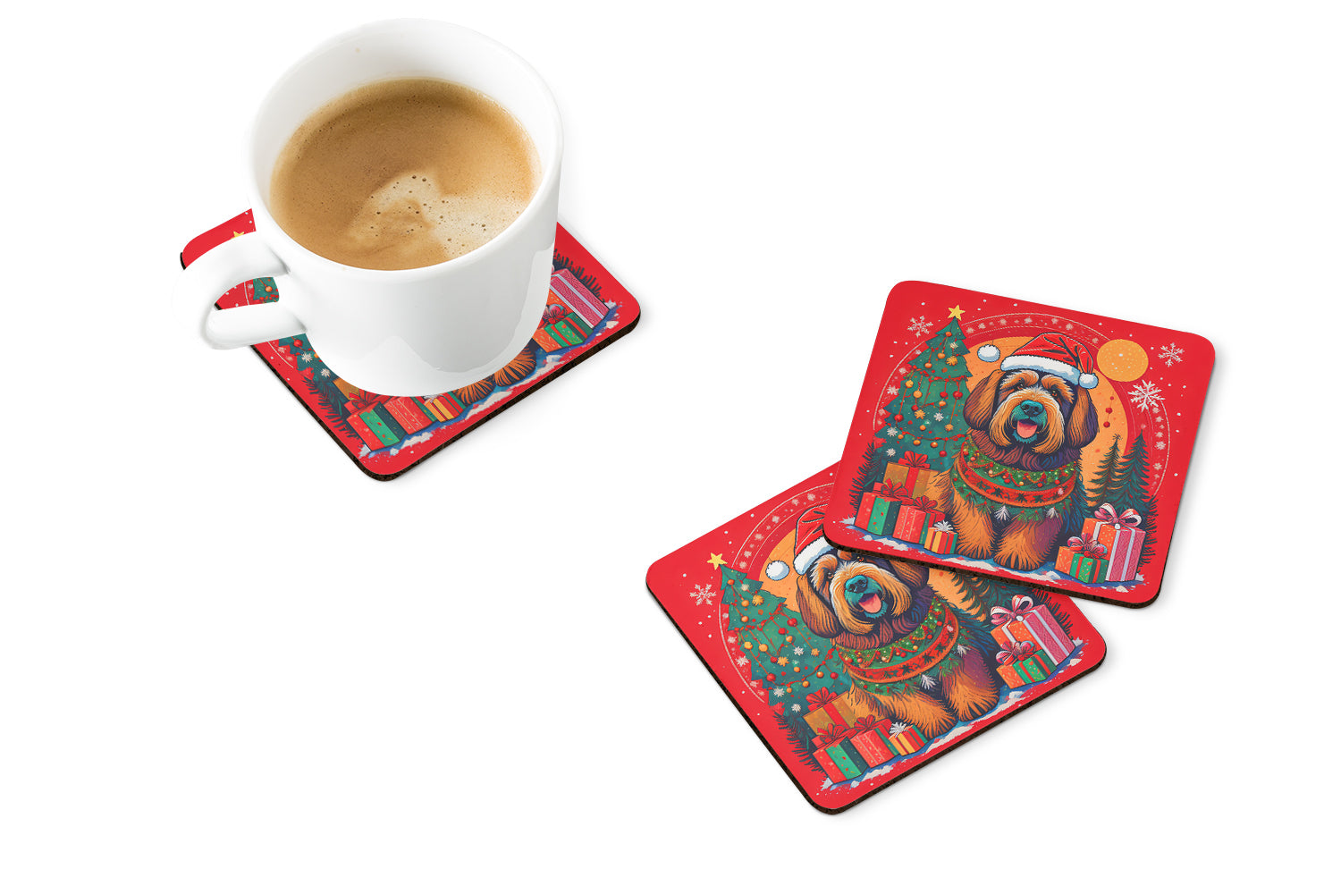 Buy this Briard Christmas Foam Coasters