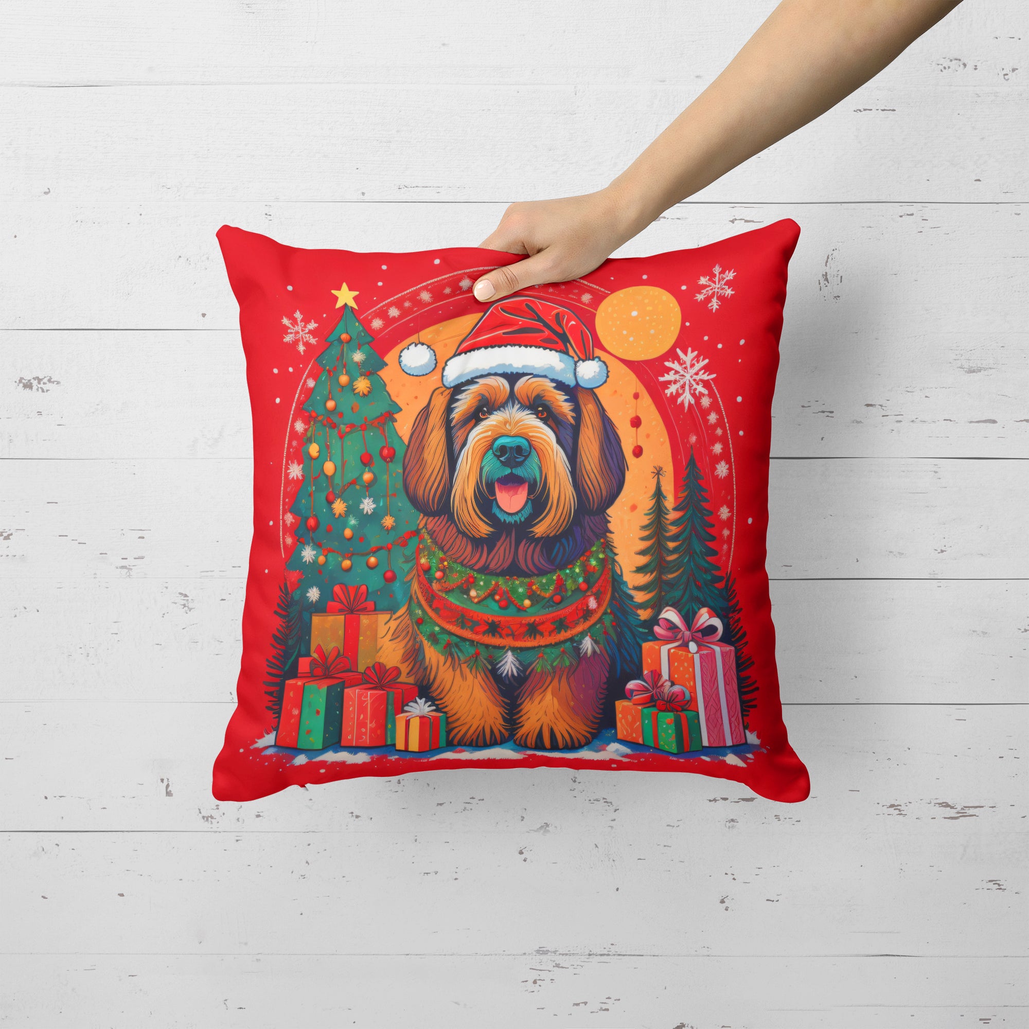 Buy this Briard Christmas Fabric Decorative Pillow