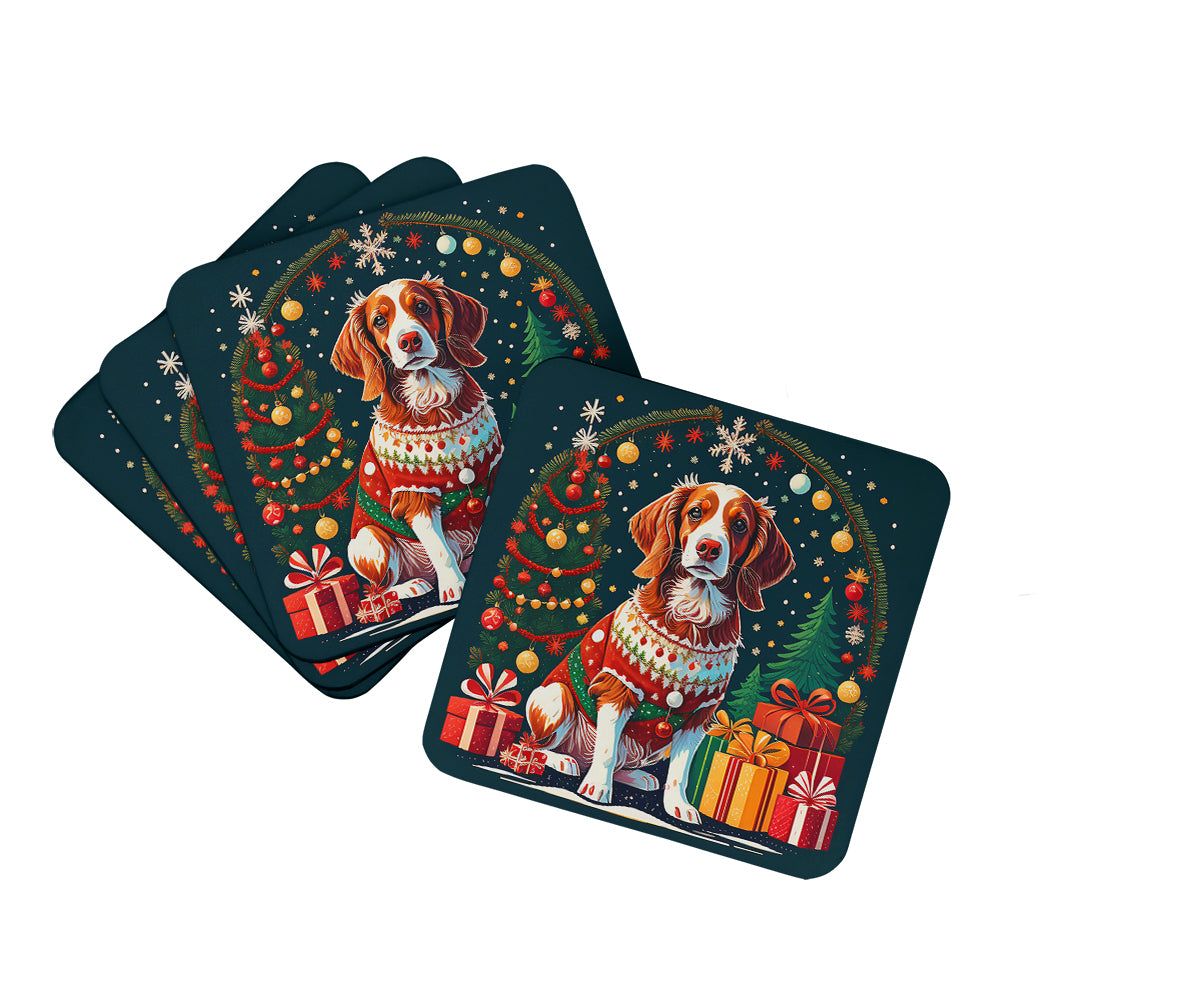 Buy this Brittany Spaniel Christmas Foam Coasters