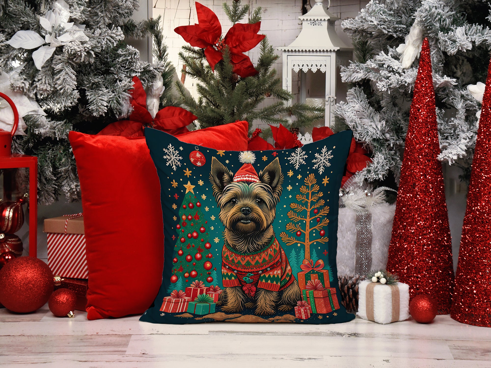 Cairn Terrier Christmas Fabric Decorative Pillow  the-store.com.
