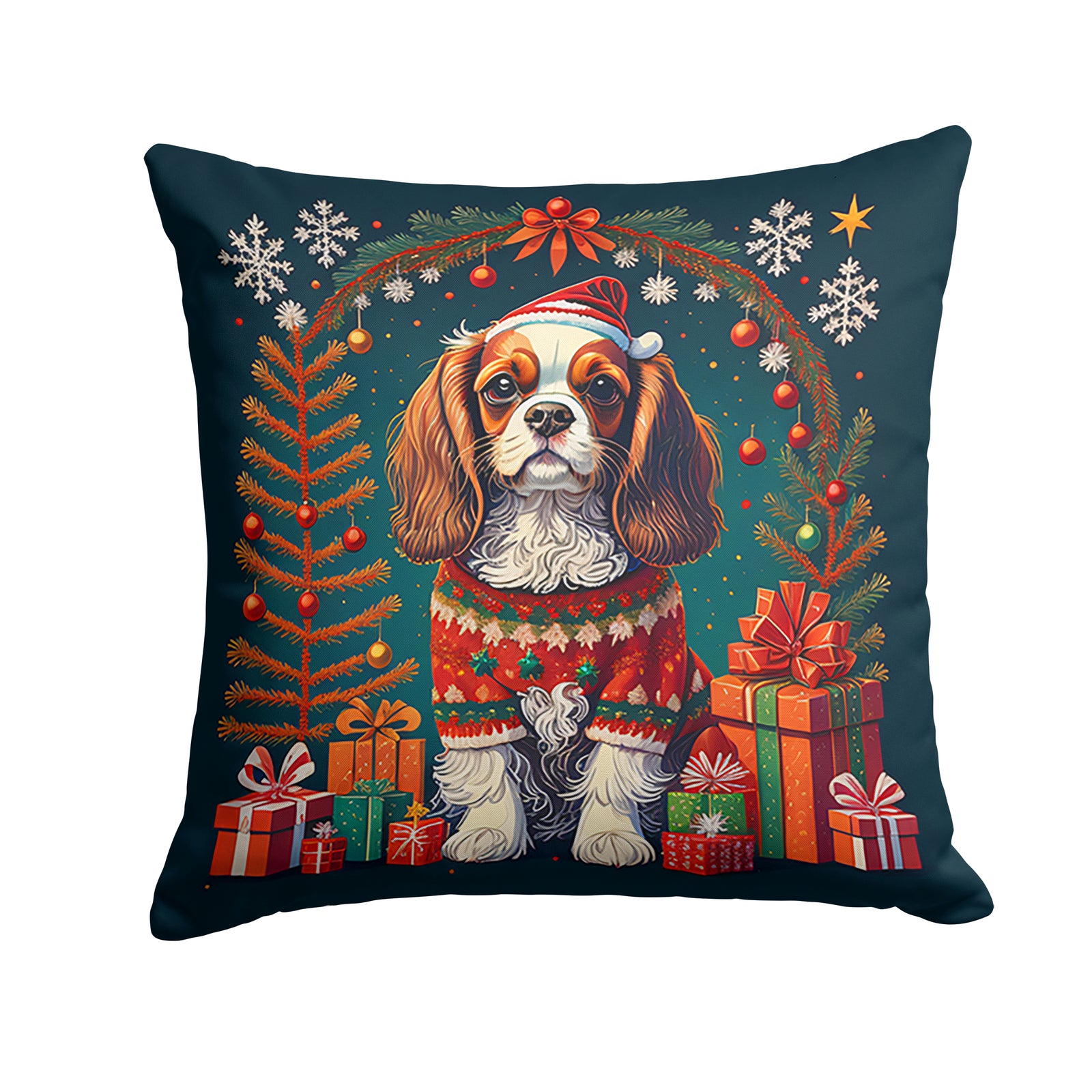 Buy this Cavalier King Charles Spaniel Christmas Fabric Decorative Pillow