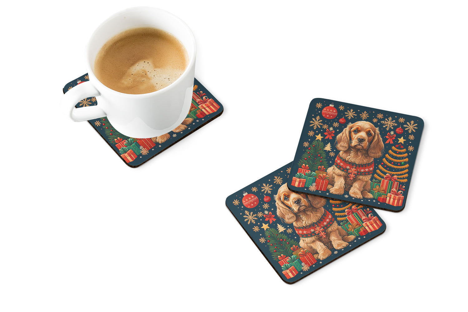 Cocker Spaniel Christmas Foam Coasters