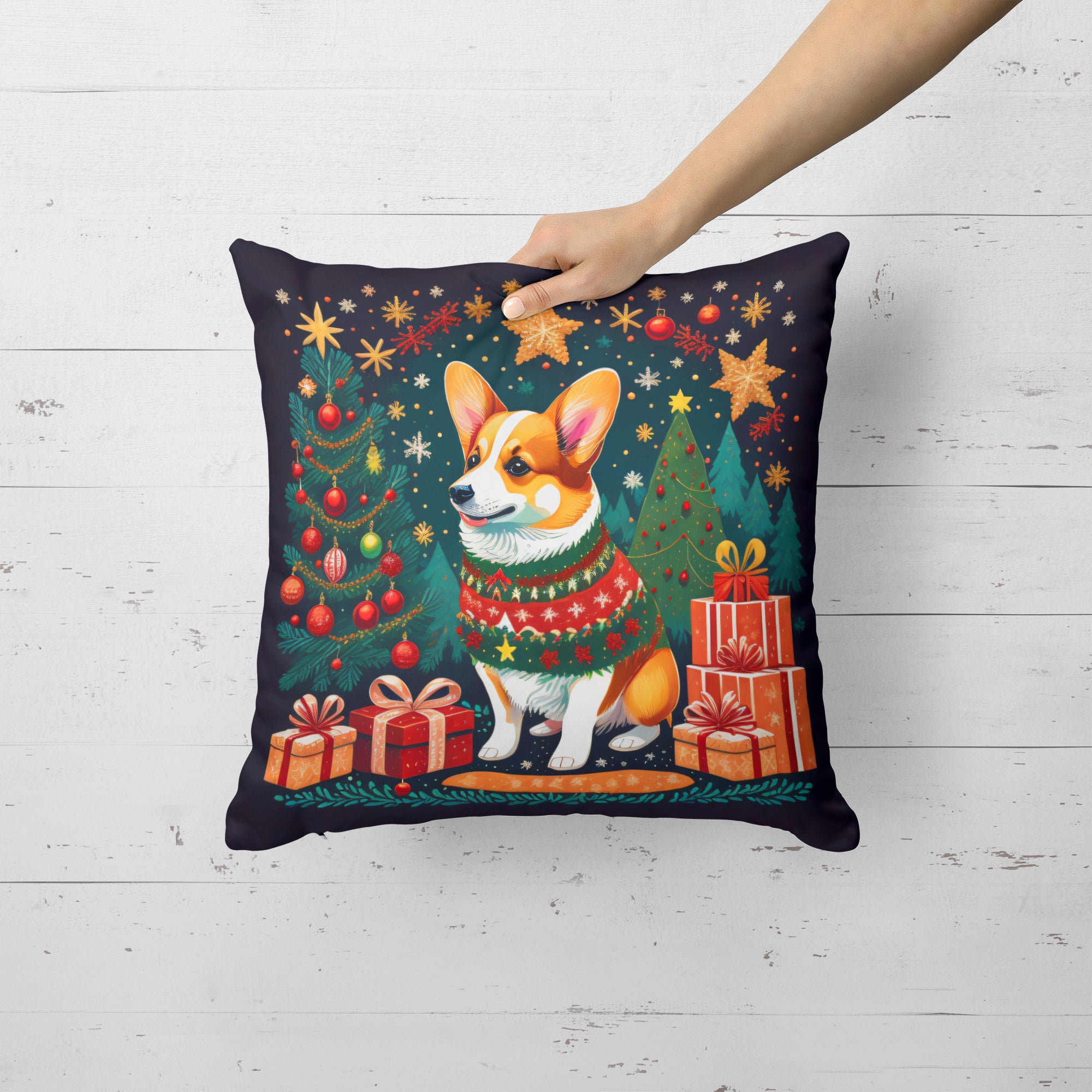 Corgi Christmas Fabric Decorative Pillow