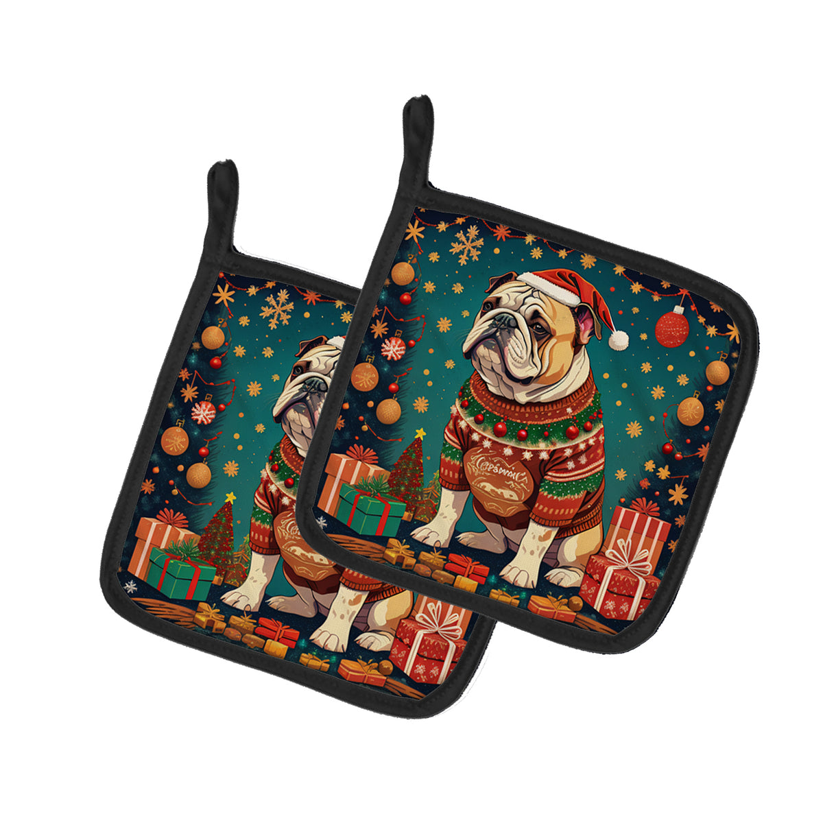 Buy this English Bulldog Christmas Pair of Pot Holders