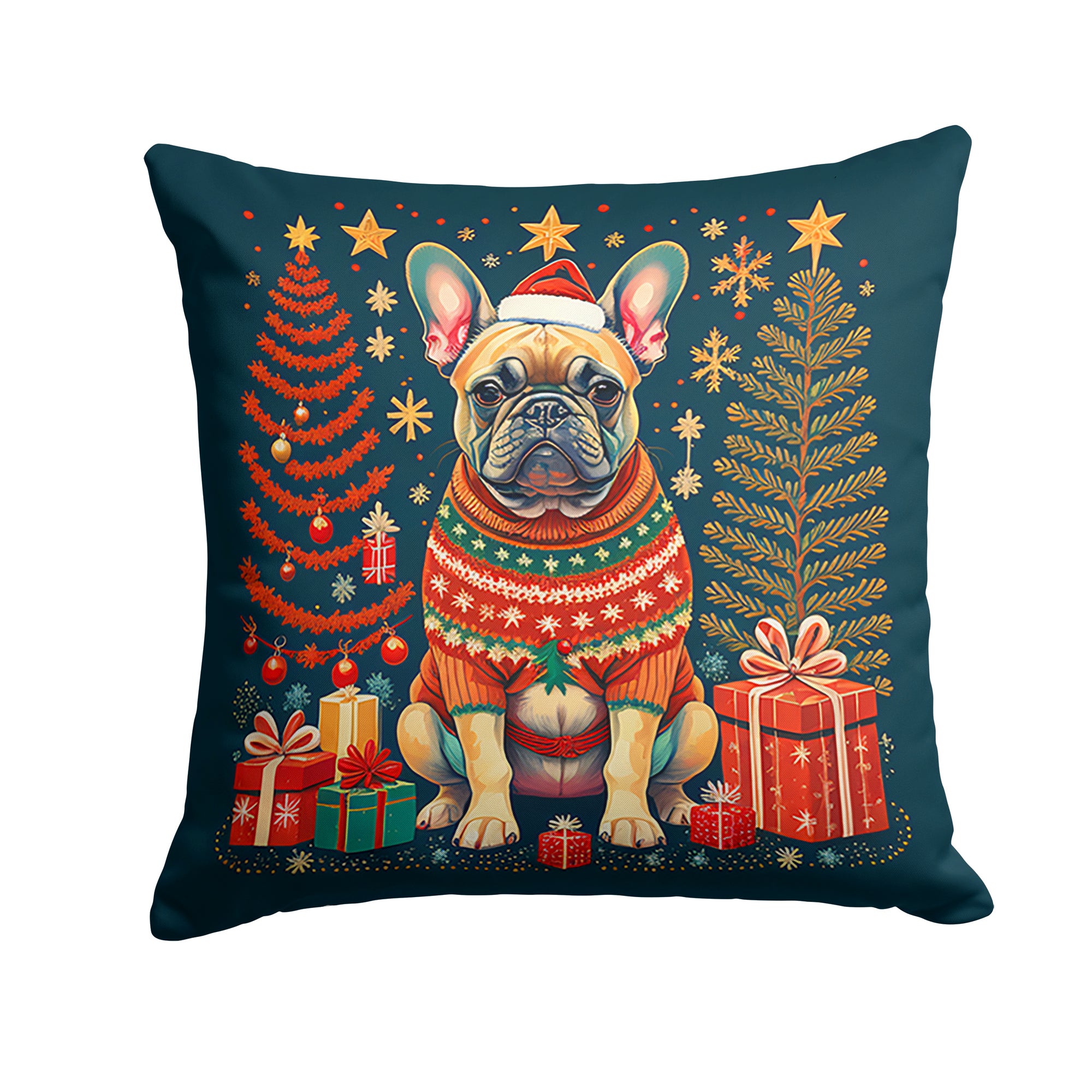 Buy this Fawn French Bulldog Christmas Fabric Decorative Pillow