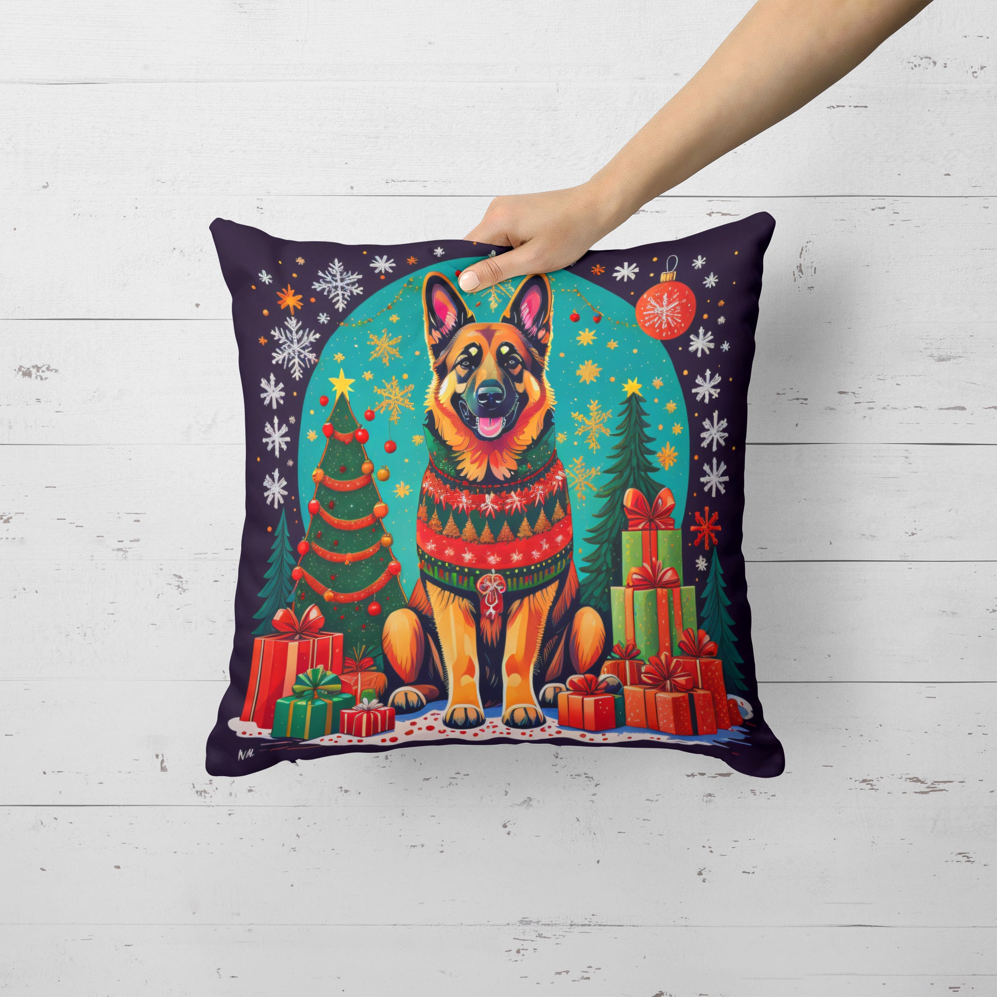 Buy this German Shepherd Christmas Fabric Decorative Pillow