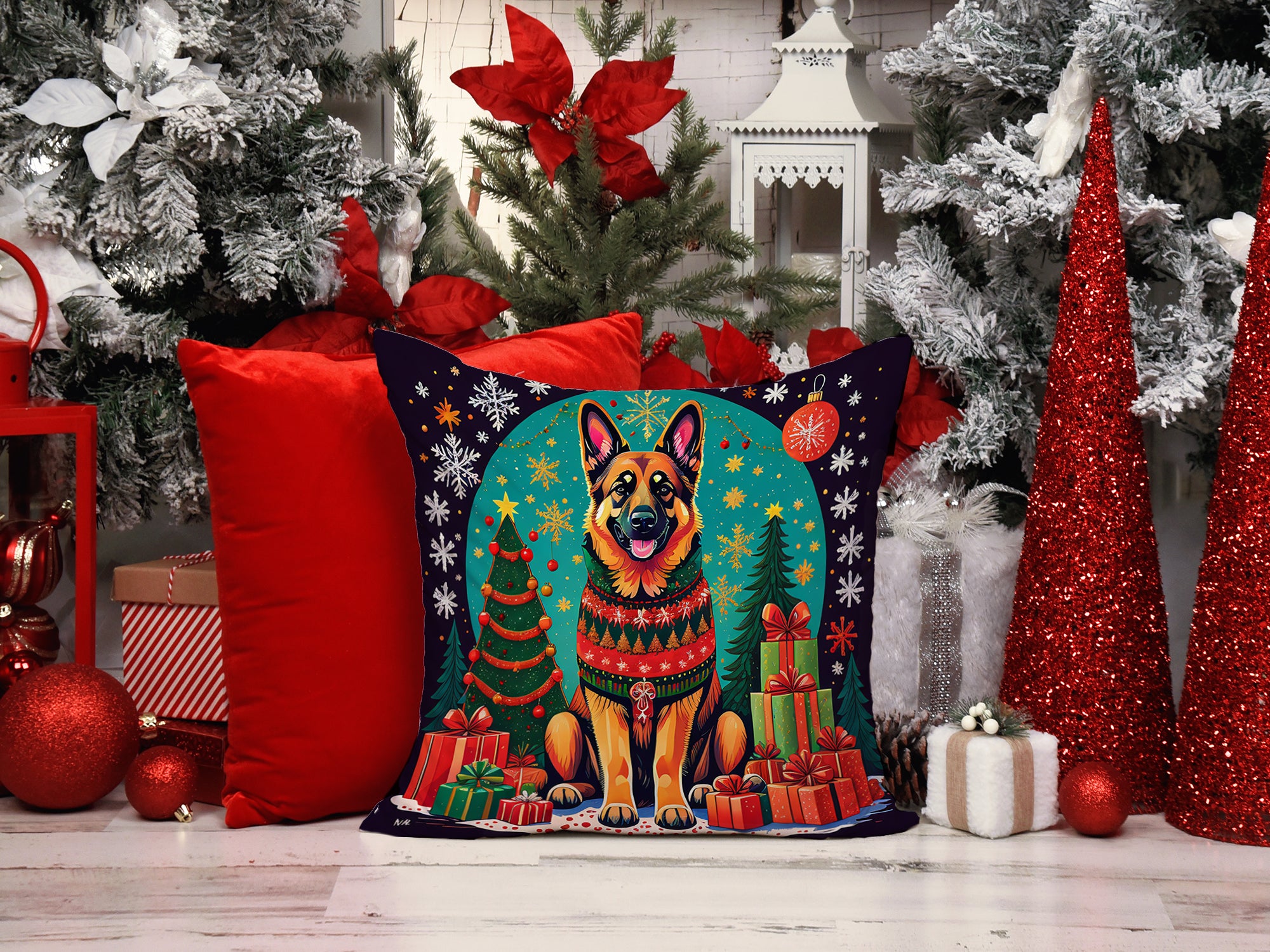 Buy this German Shepherd Christmas Fabric Decorative Pillow