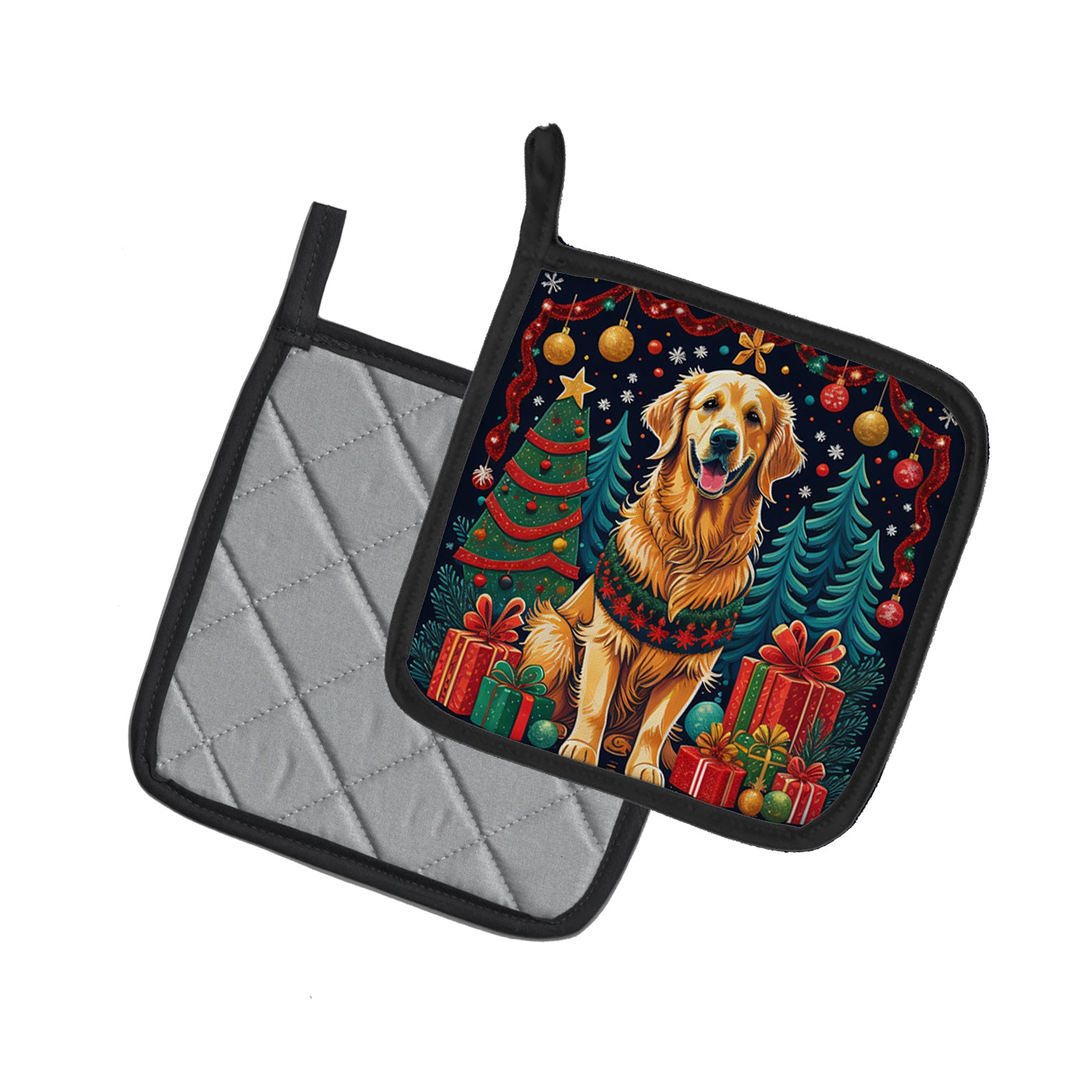 Golden Retriever Christmas Pair of Pot Holders