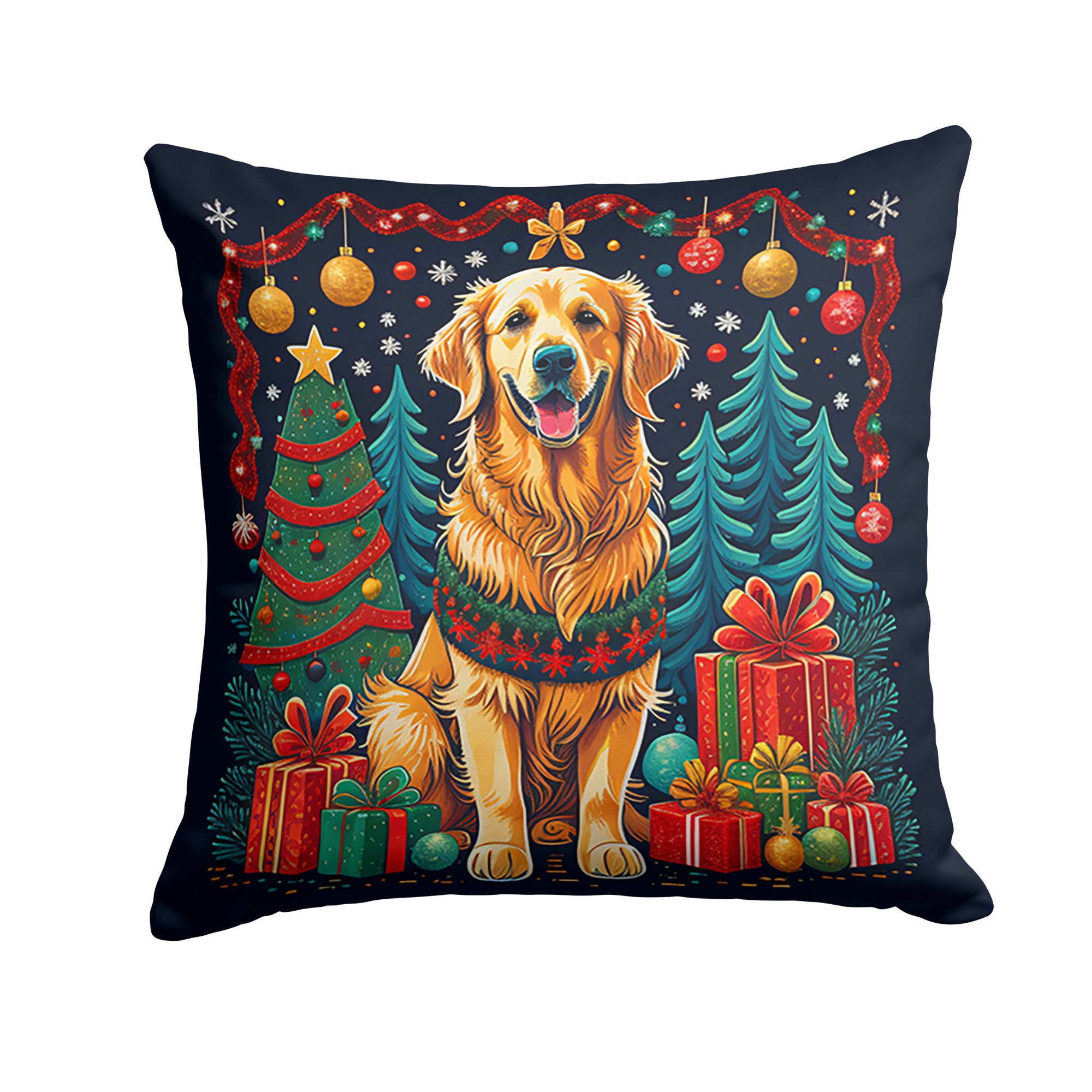 Buy this Golden Retriever Christmas Fabric Decorative Pillow