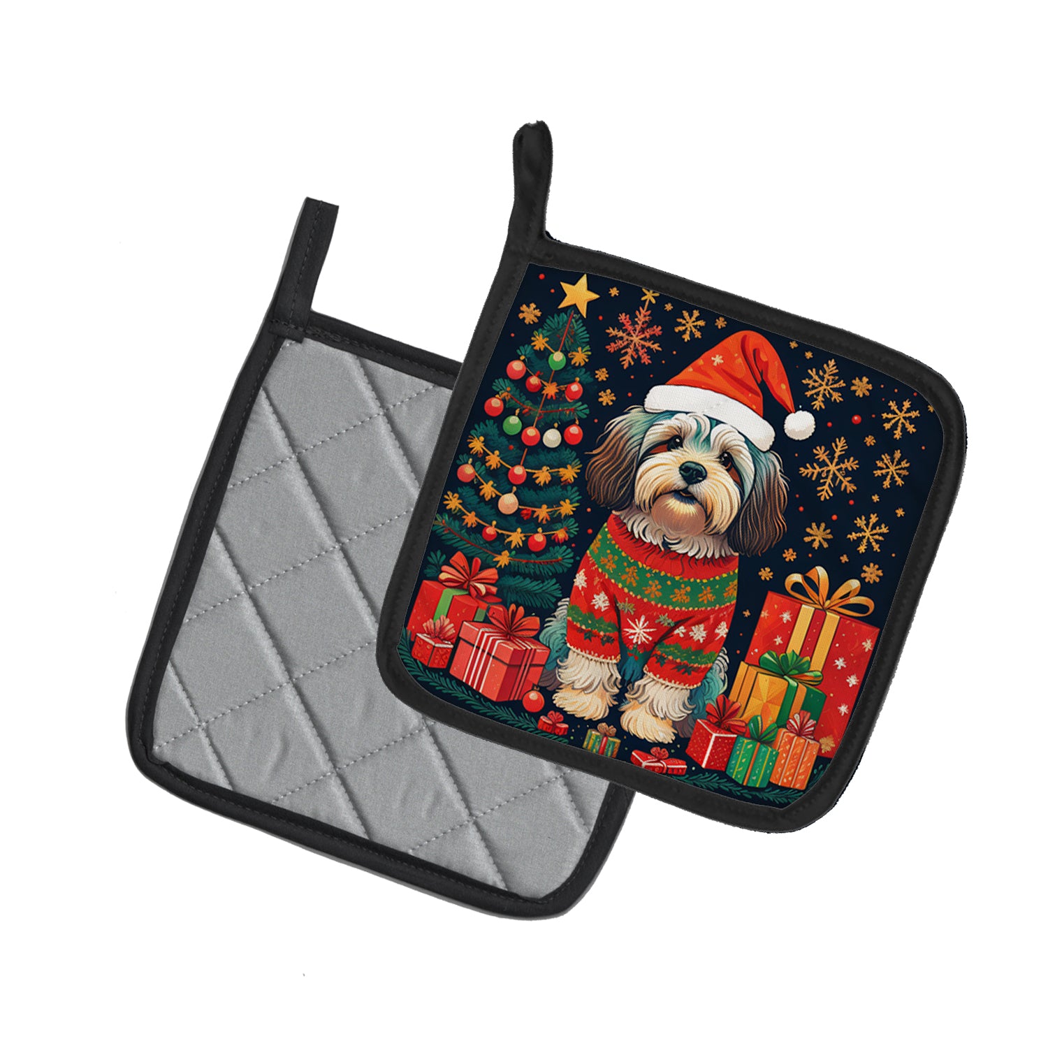 Havanese Christmas Pair of Pot Holders