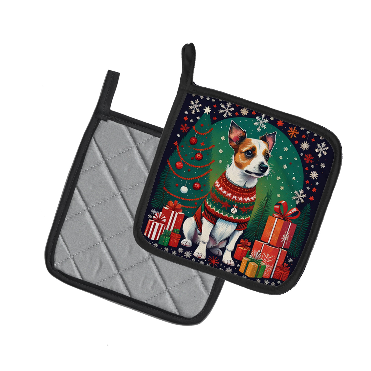 Jack Russell Terrier Christmas Pair of Pot Holders  the-store.com.