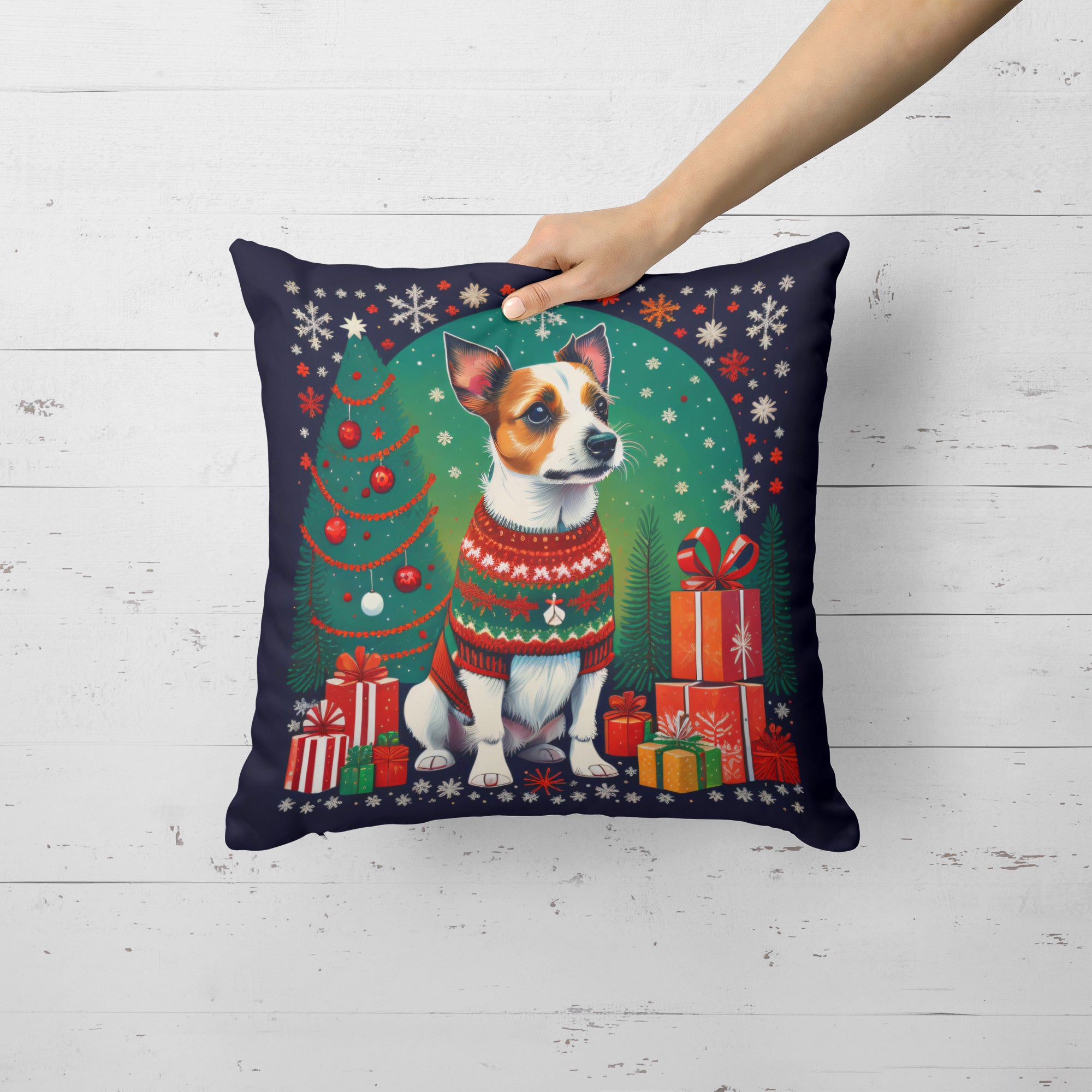 Buy this Jack Russell Terrier Christmas Fabric Decorative Pillow