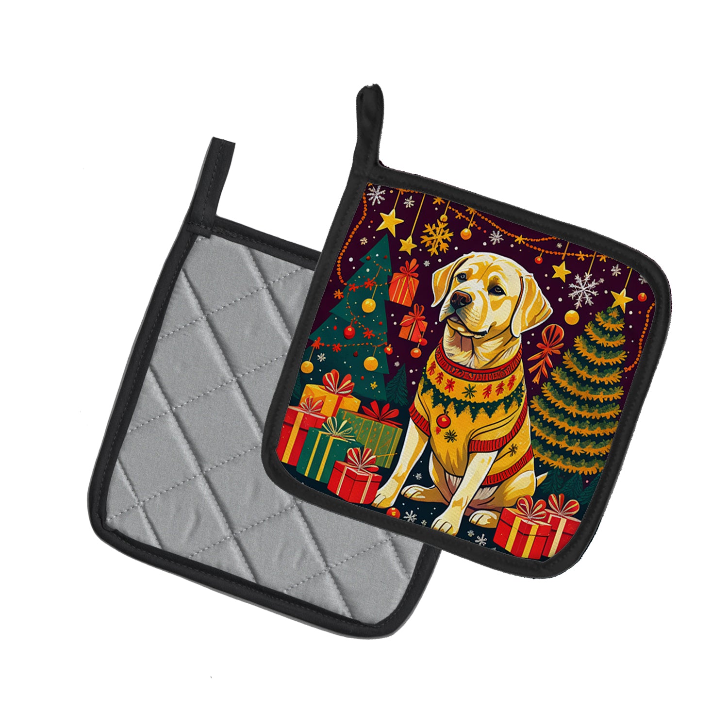 Yellow Labrador Retriever Christmas Pair of Pot Holders  the-store.com.