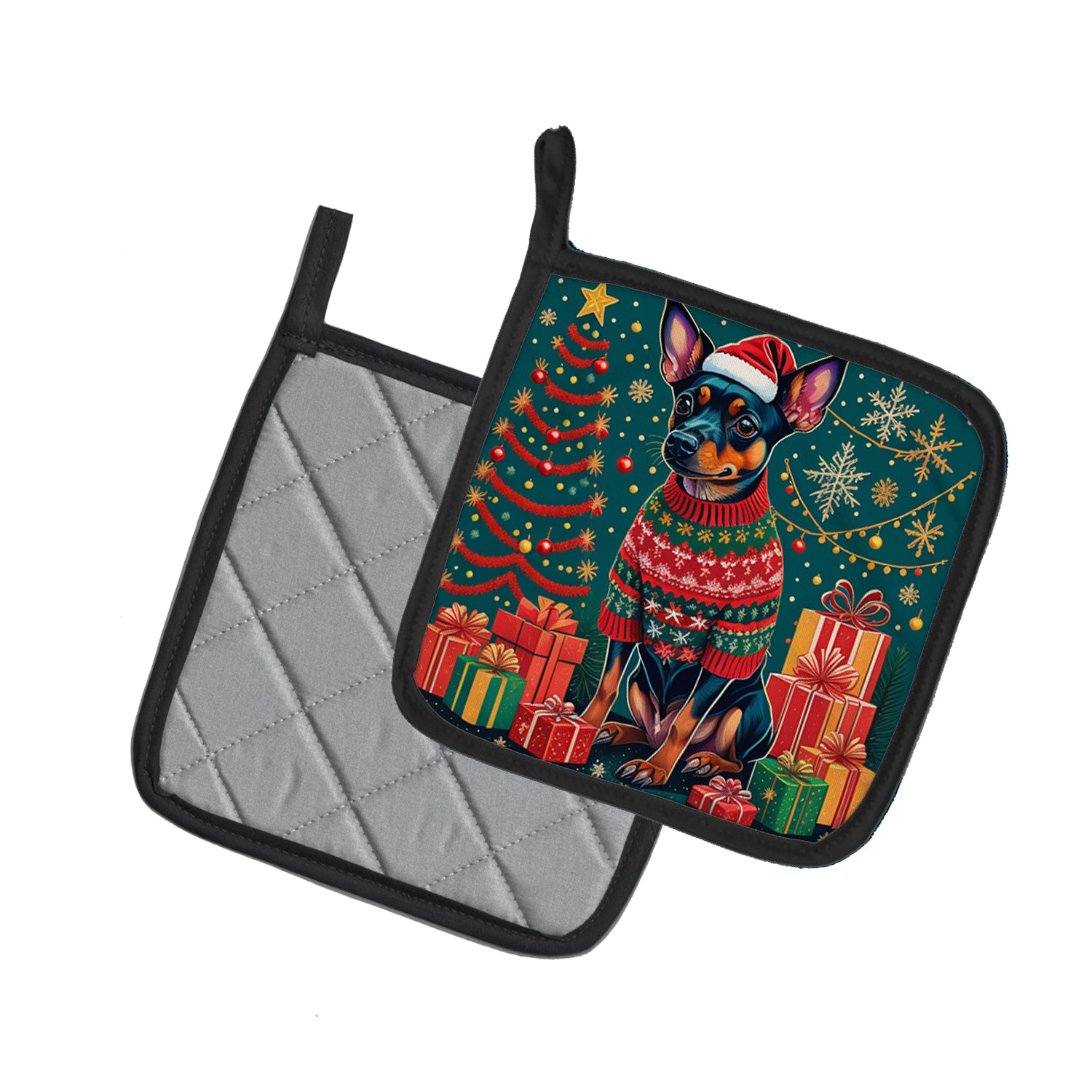 Miniature Pinscher Christmas Pair of Pot Holders