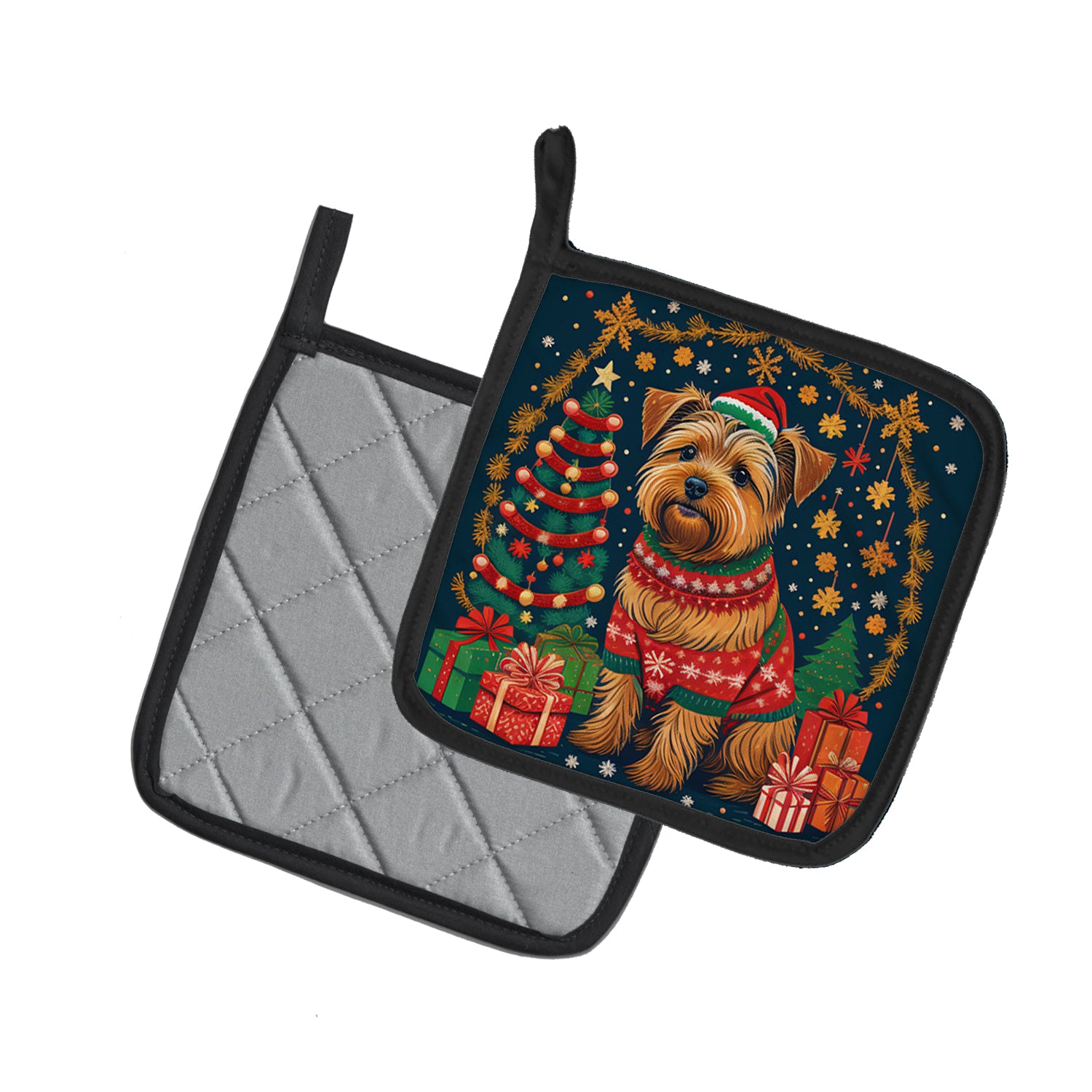 Norfolk Terrier Christmas Pair of Pot Holders  the-store.com.