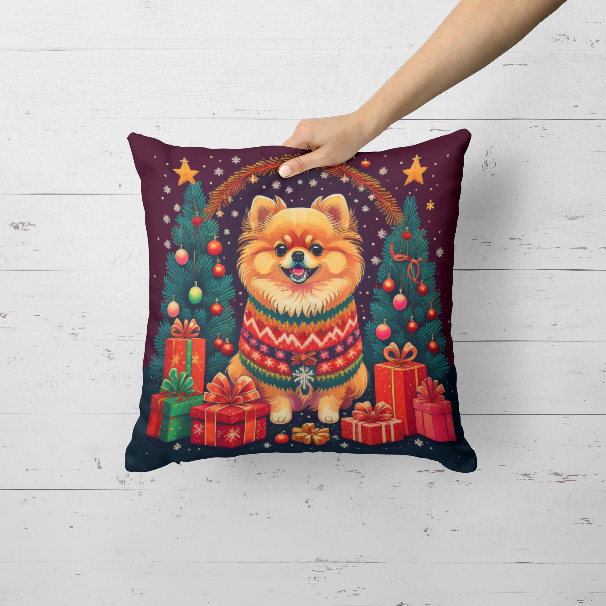 Buy this Pomeranian Christmas Fabric Decorative Pillow