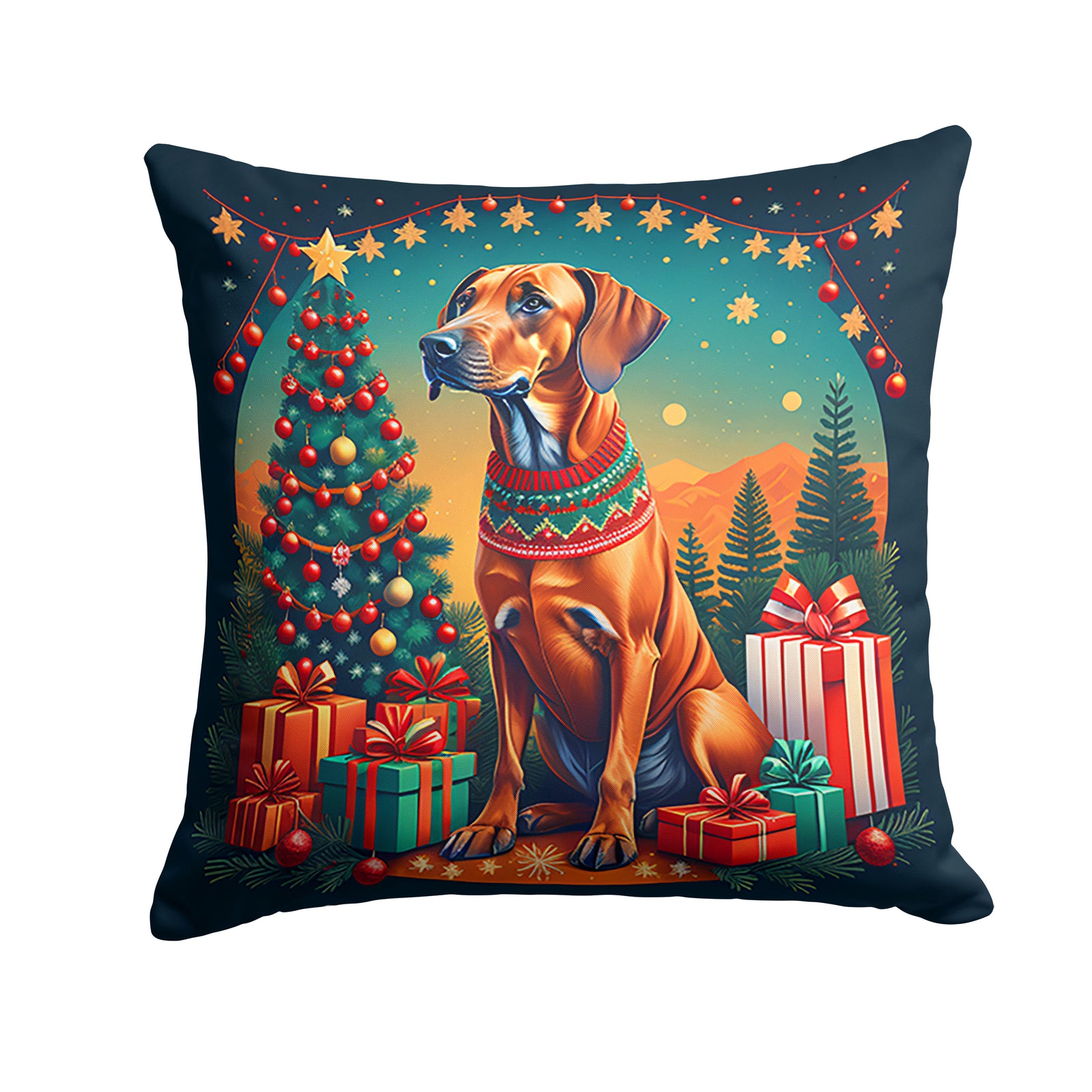 Buy this Rhodesian Ridgeback Christmas Fabric Decorative Pillow