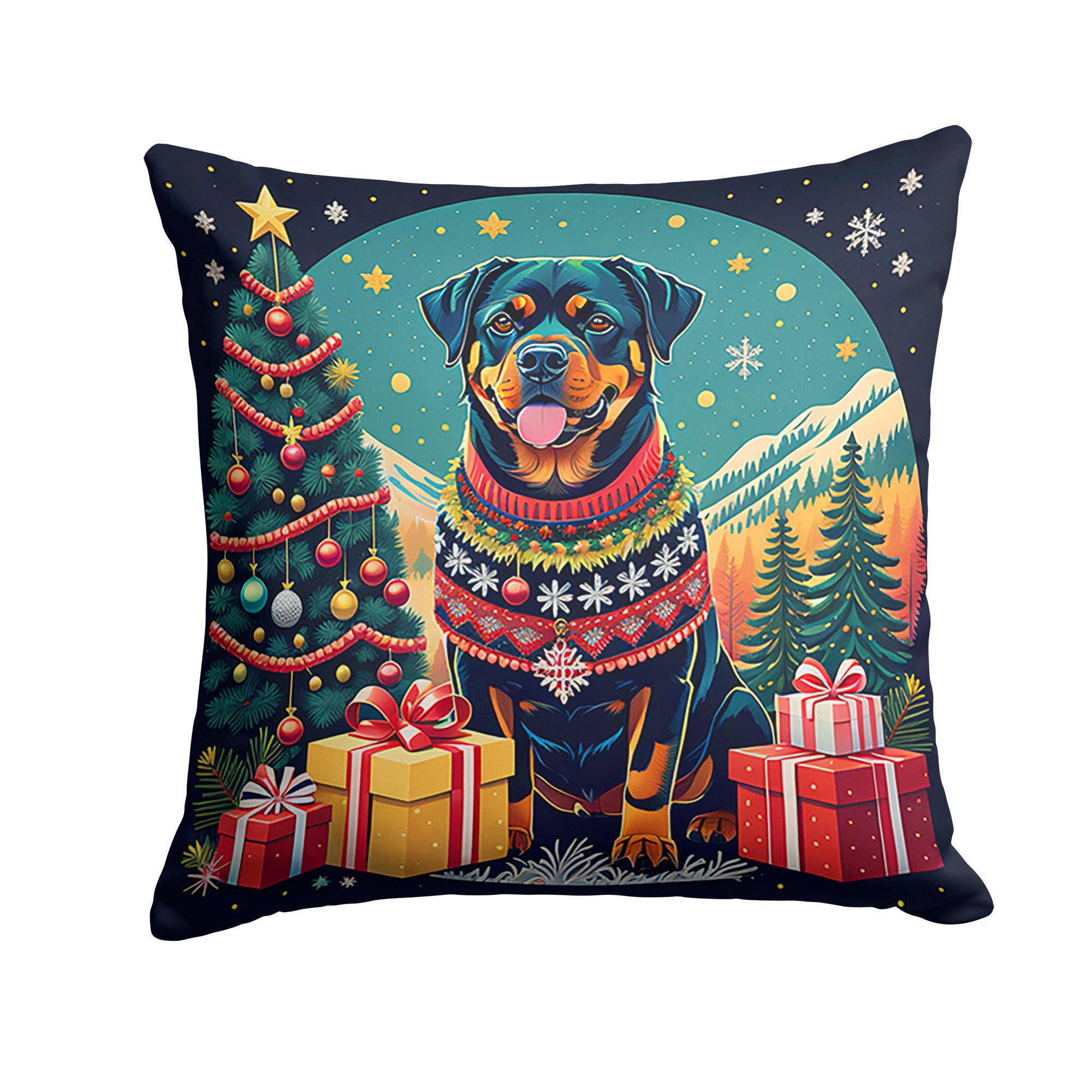 Buy this Rottweiler Christmas Fabric Decorative Pillow