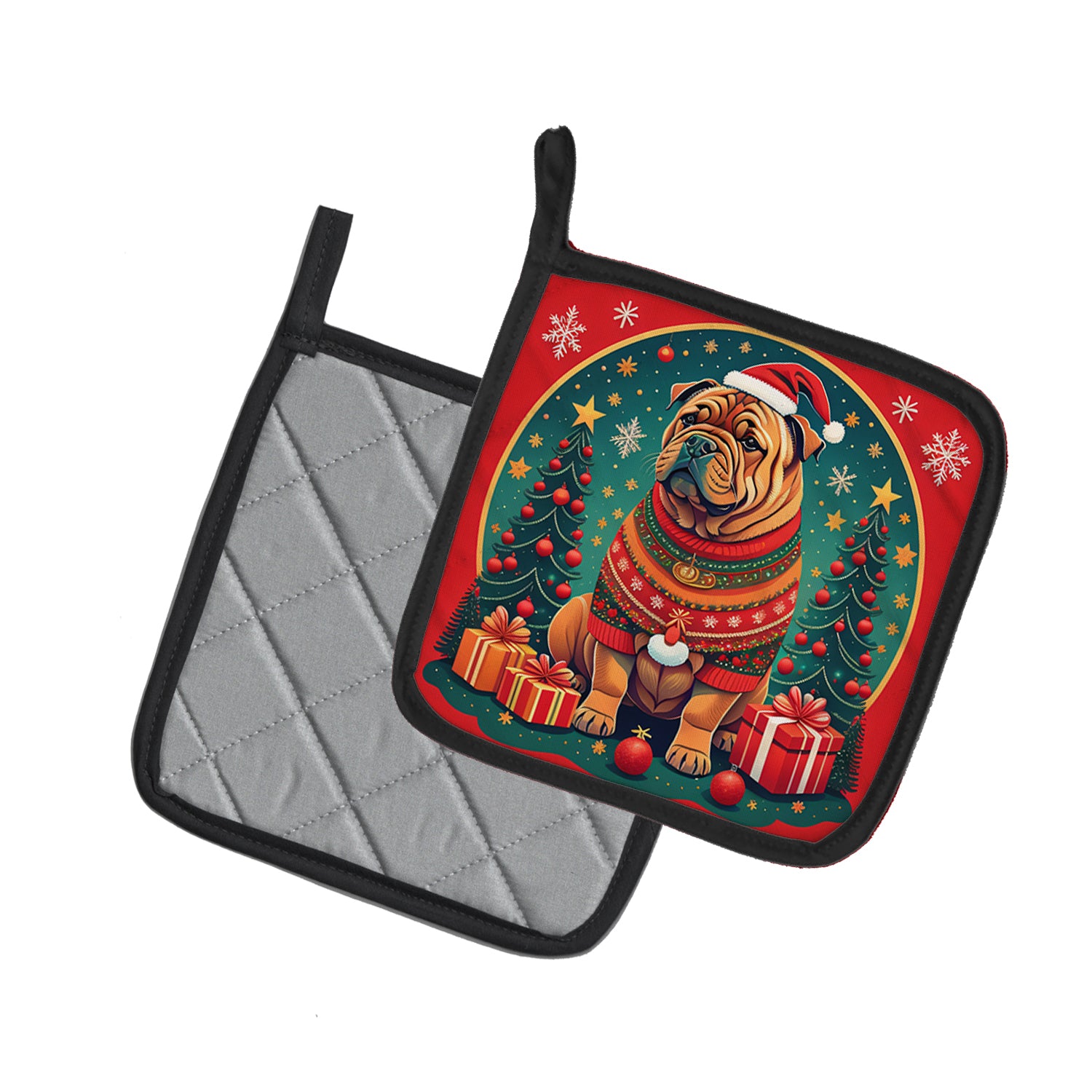 Shar Pei Christmas Pair of Pot Holders  the-store.com.