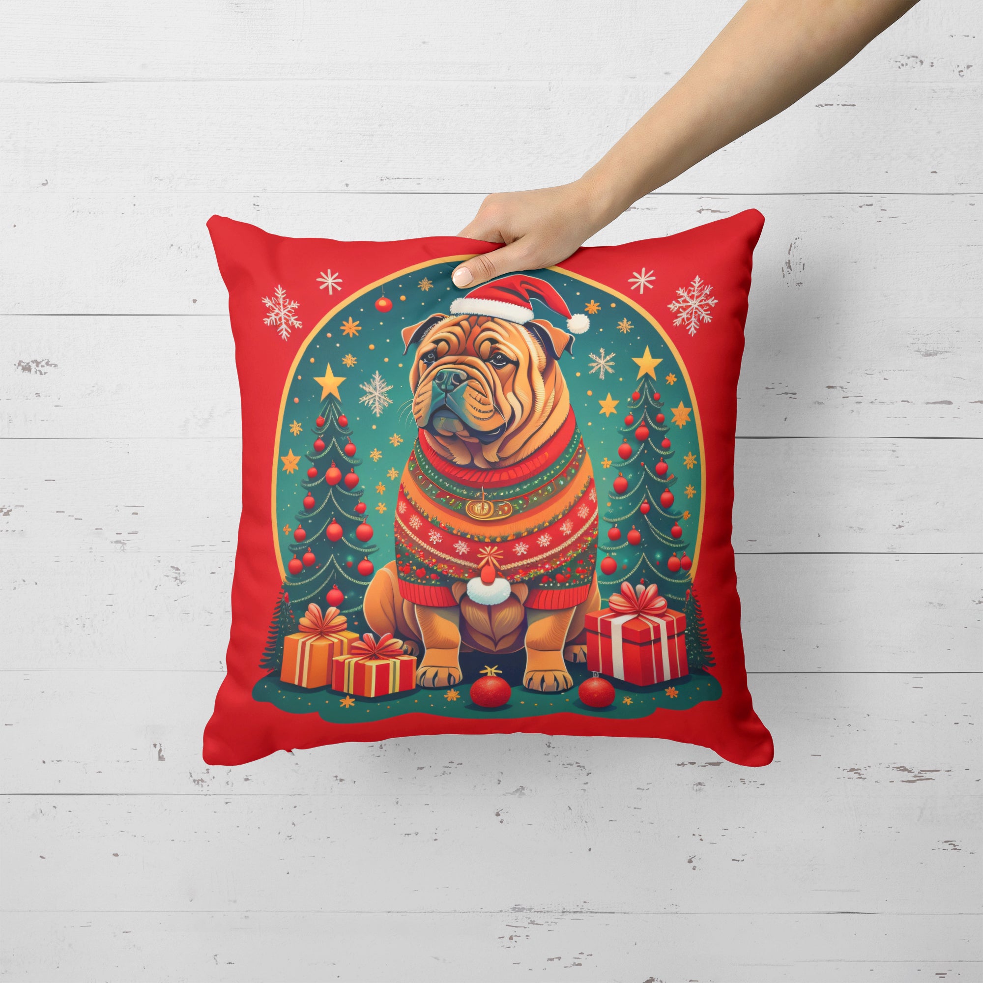 Buy this Shar Pei Christmas Fabric Decorative Pillow