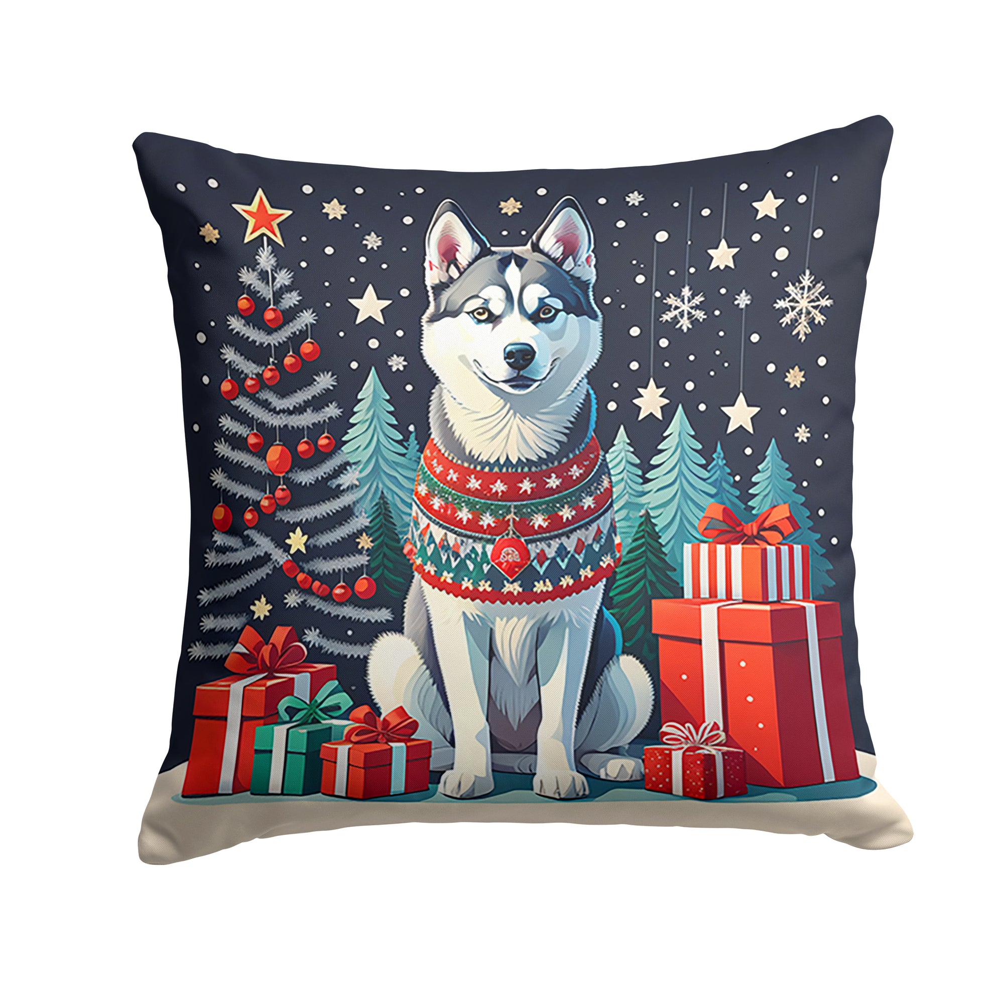 Buy this Siberian Husky Christmas Fabric Decorative Pillow