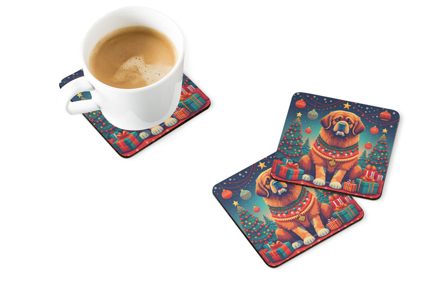 Buy this Tibetan Mastiff Christmas Foam Coasters