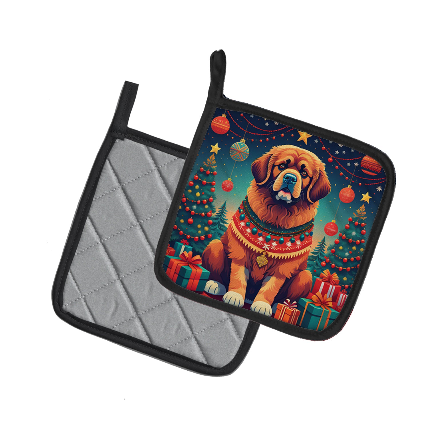 Tibetan Mastiff Christmas Pair of Pot Holders  the-store.com.