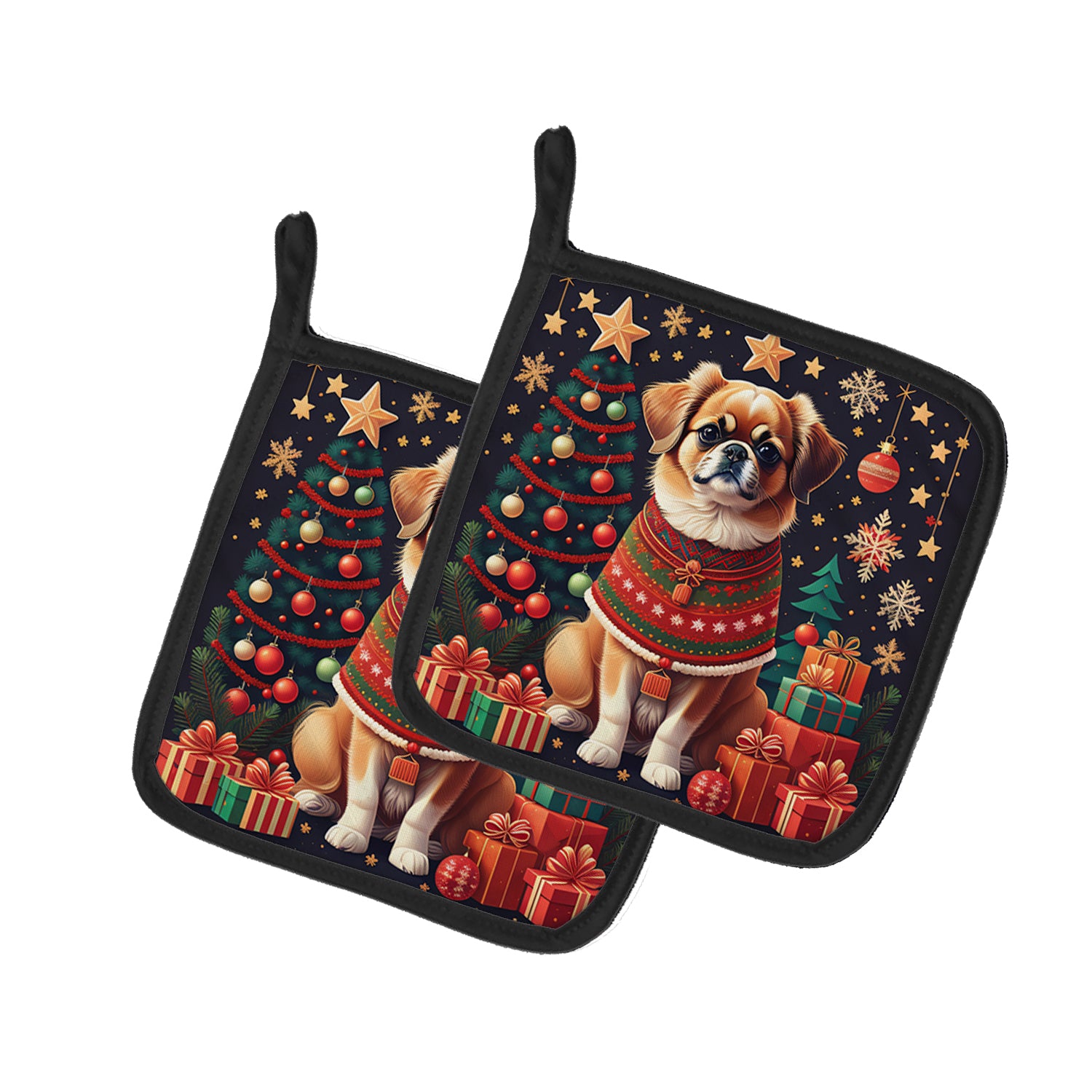 Buy this Tibetan Spaniel Christmas Pair of Pot Holders