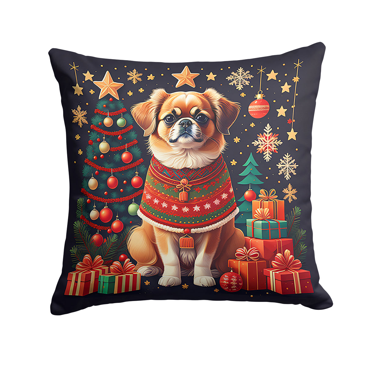 Buy this Tibetan Spaniel Christmas Fabric Decorative Pillow