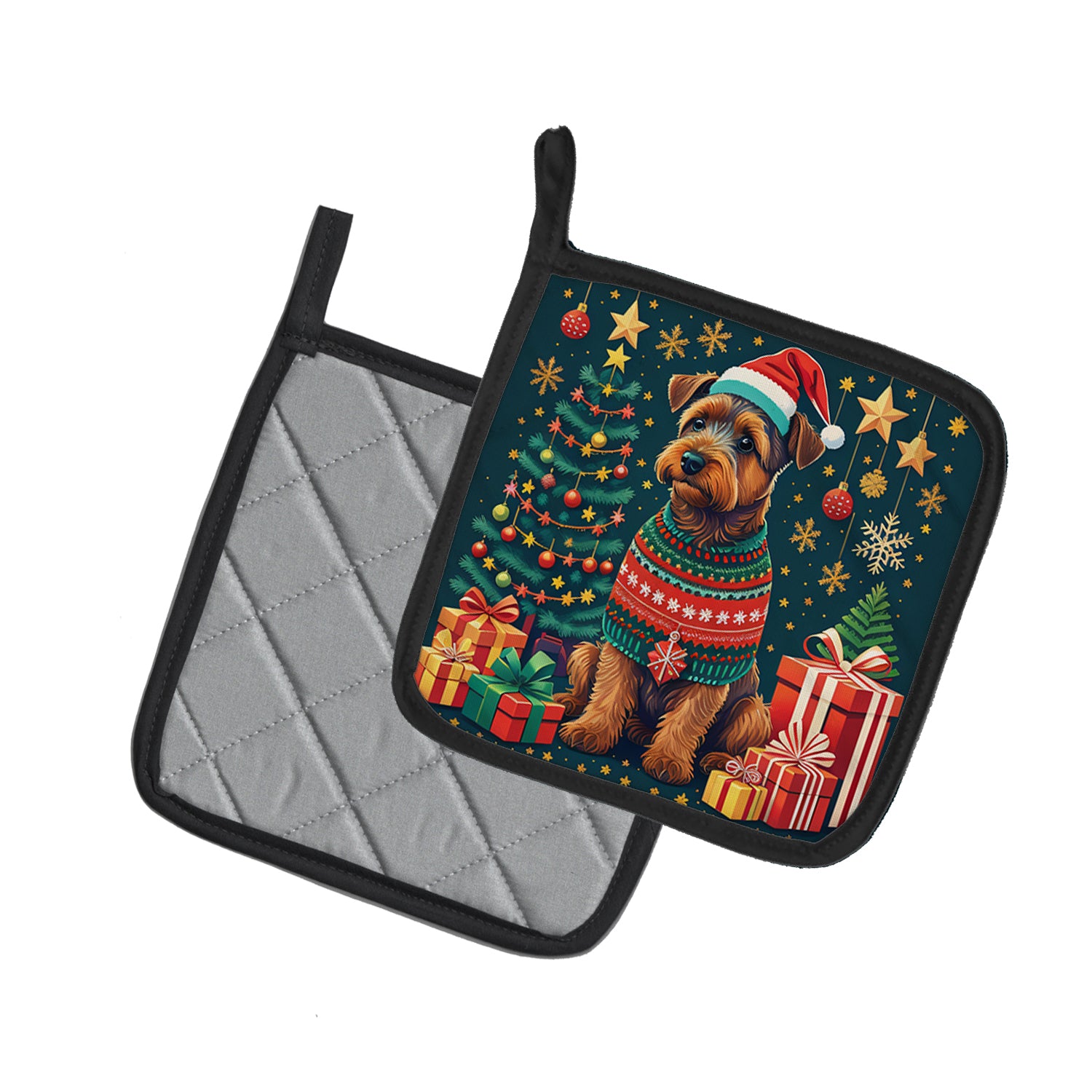 Welsh Terrier Christmas Pair of Pot Holders  the-store.com.