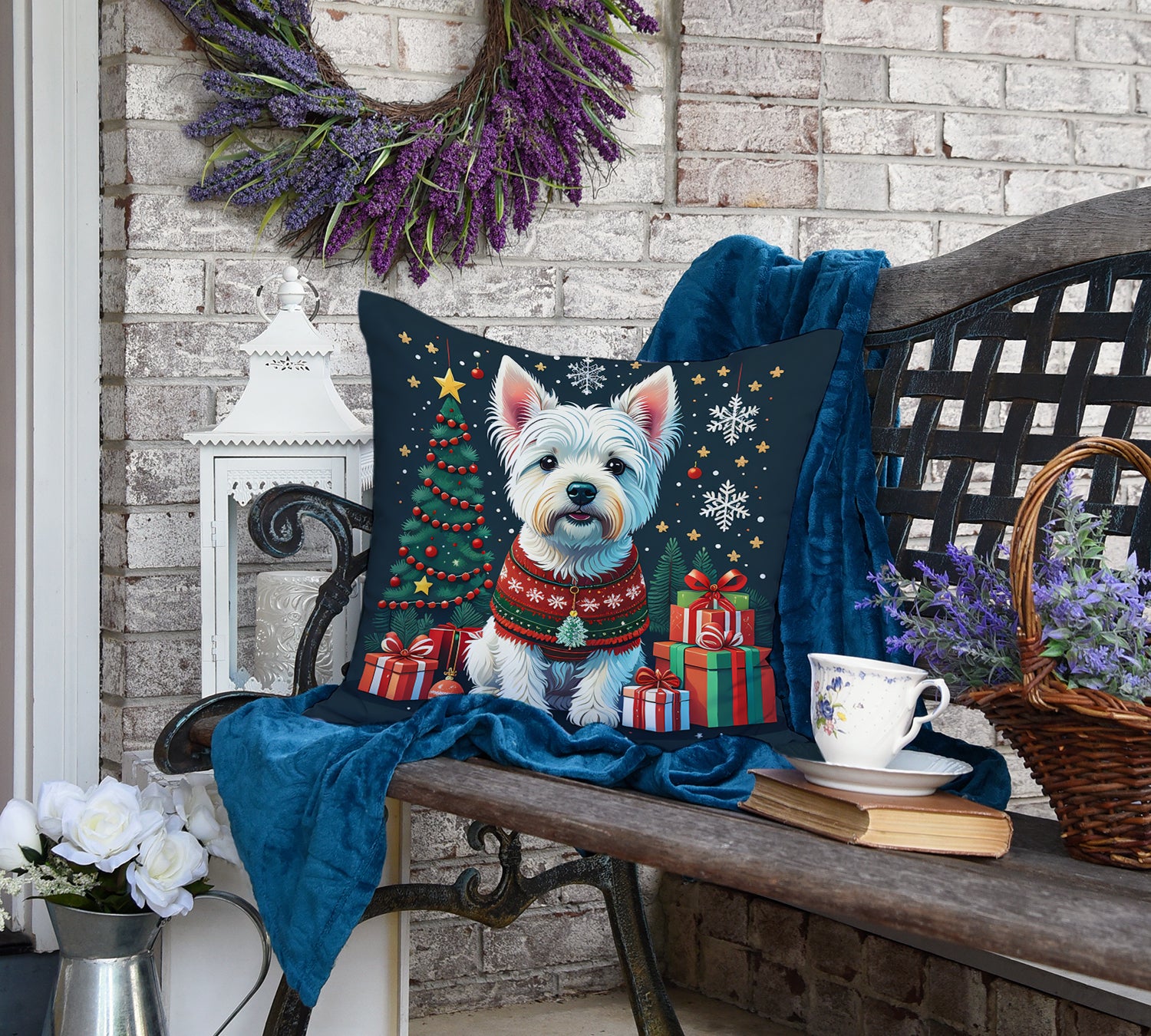 Westie Christmas Fabric Decorative Pillow