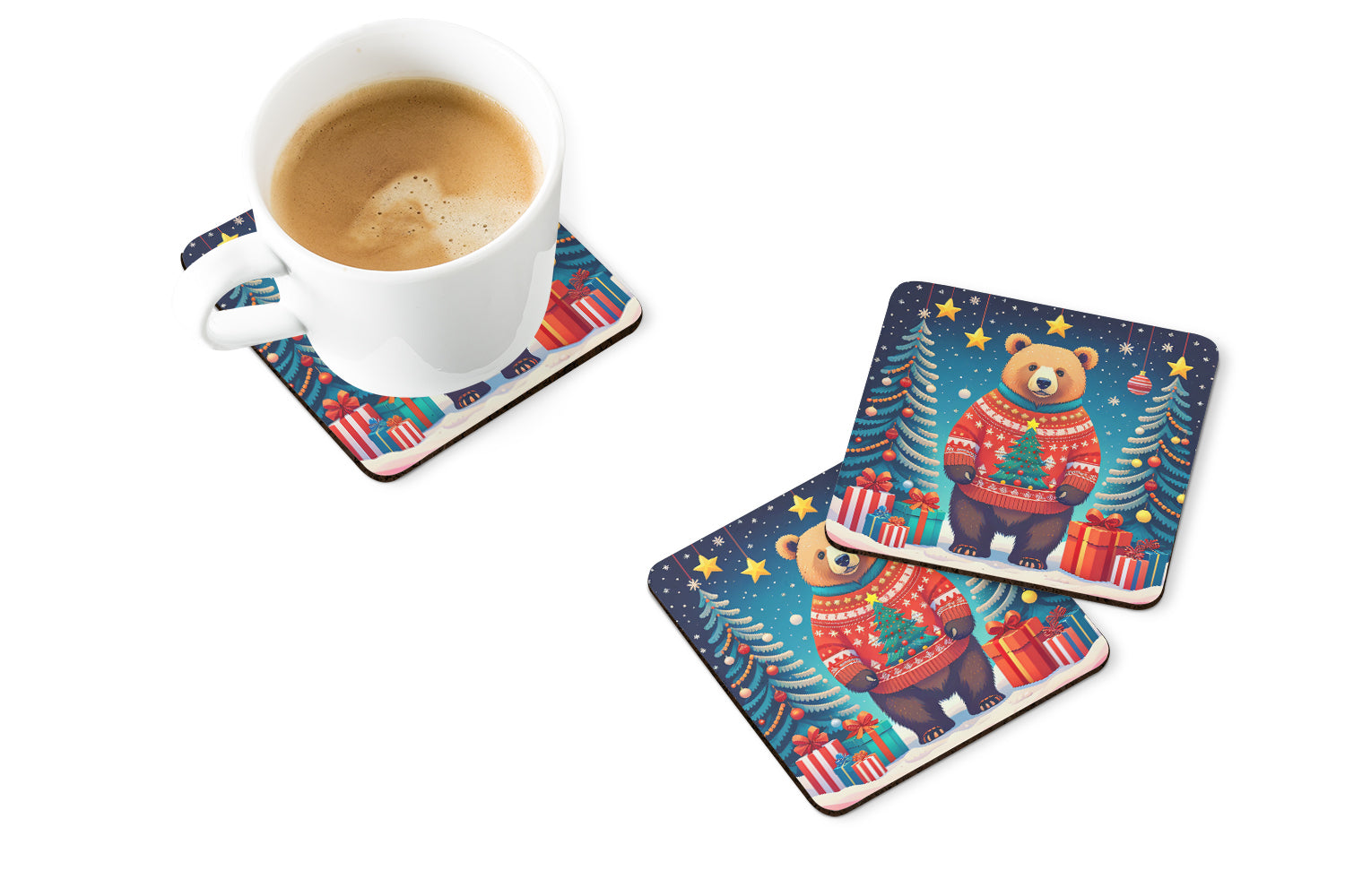 Buy this Bear Christmas Foam Coaster Set of 4