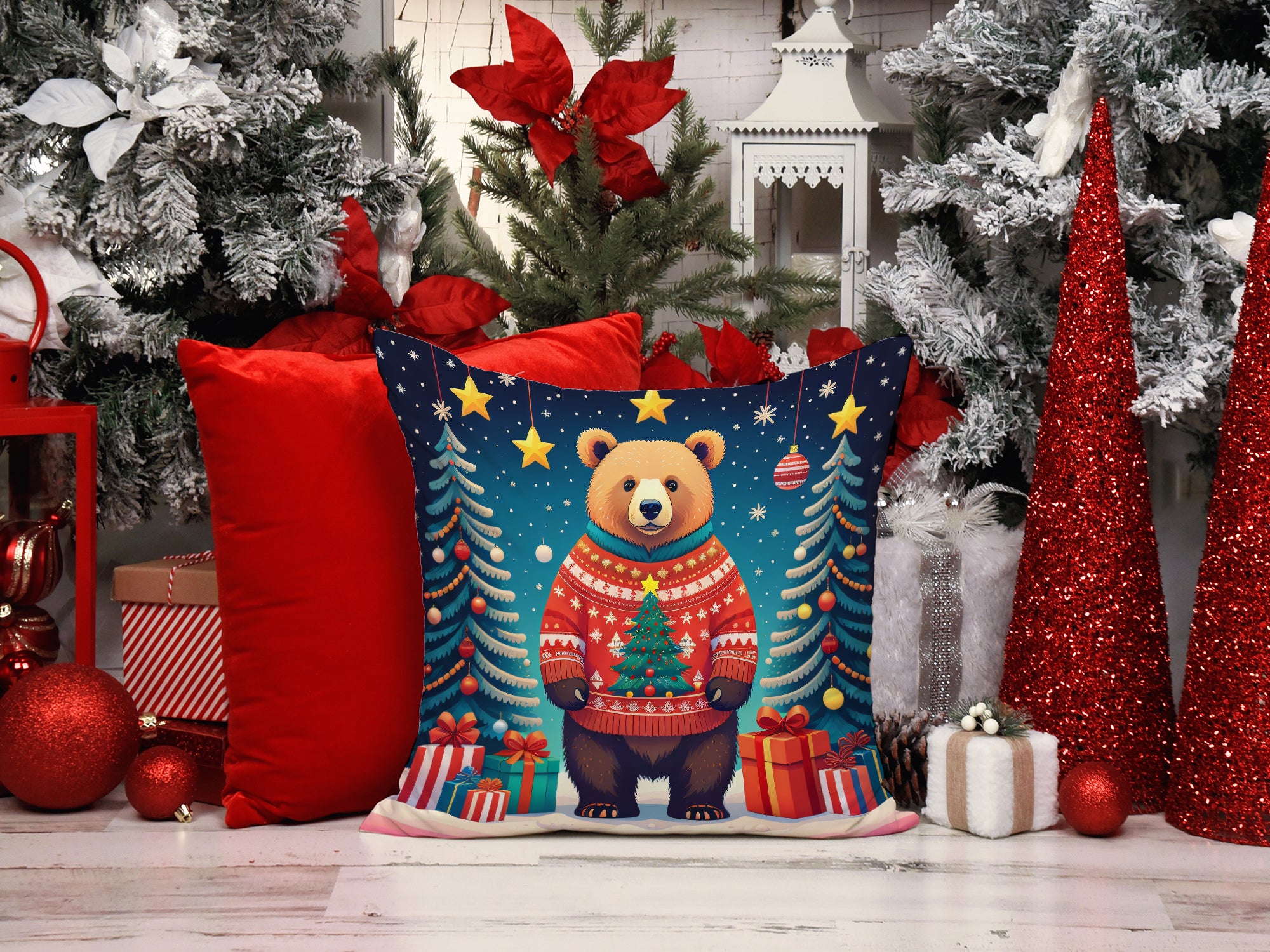 Bear Christmas Fabric Decorative Pillow  the-store.com.