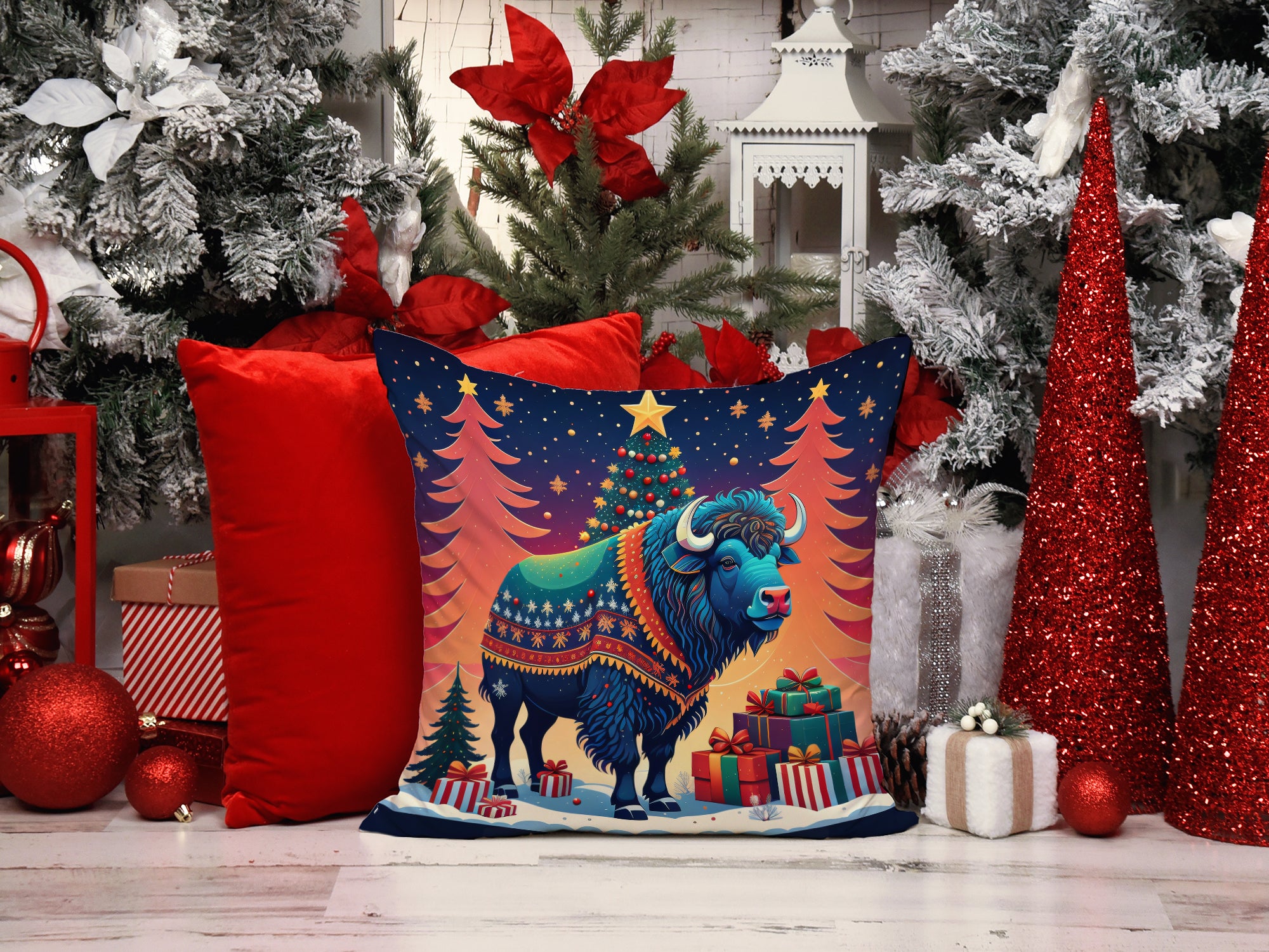 Buffalo Christmas Fabric Decorative Pillow  the-store.com.