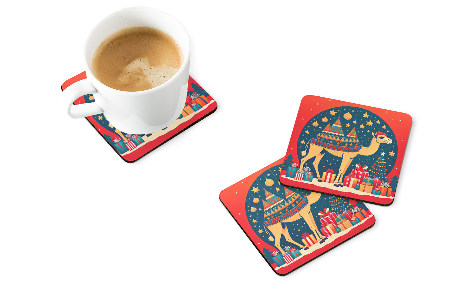 Camel Christmas Foam Coaster Set of 4  the-store.com.