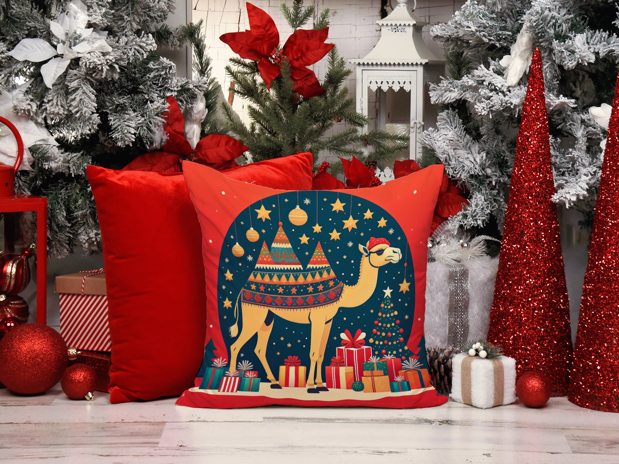 Camel Christmas Fabric Decorative Pillow  the-store.com.